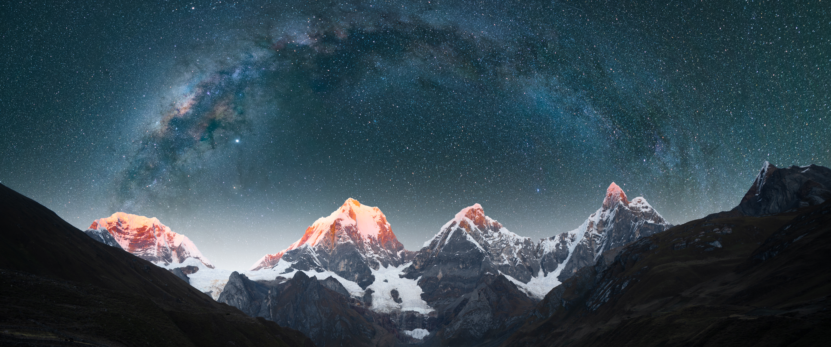 General 3441x1440 mountains Milky Way landscape starry night stars night sky snow nature