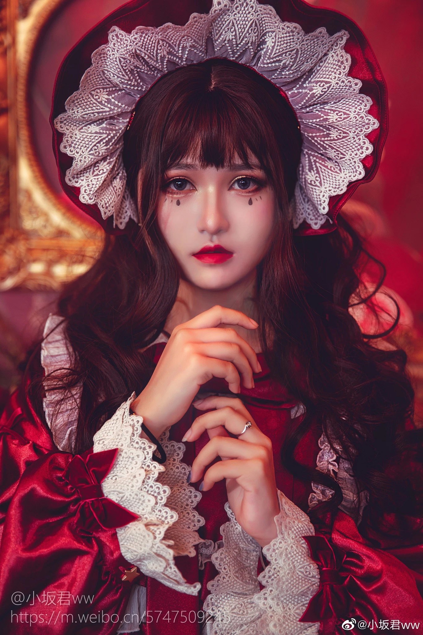 People 1366x2048 cosplay model red dress watermarked portrait display dress lolita fashion long hair indoors women indoors Asian