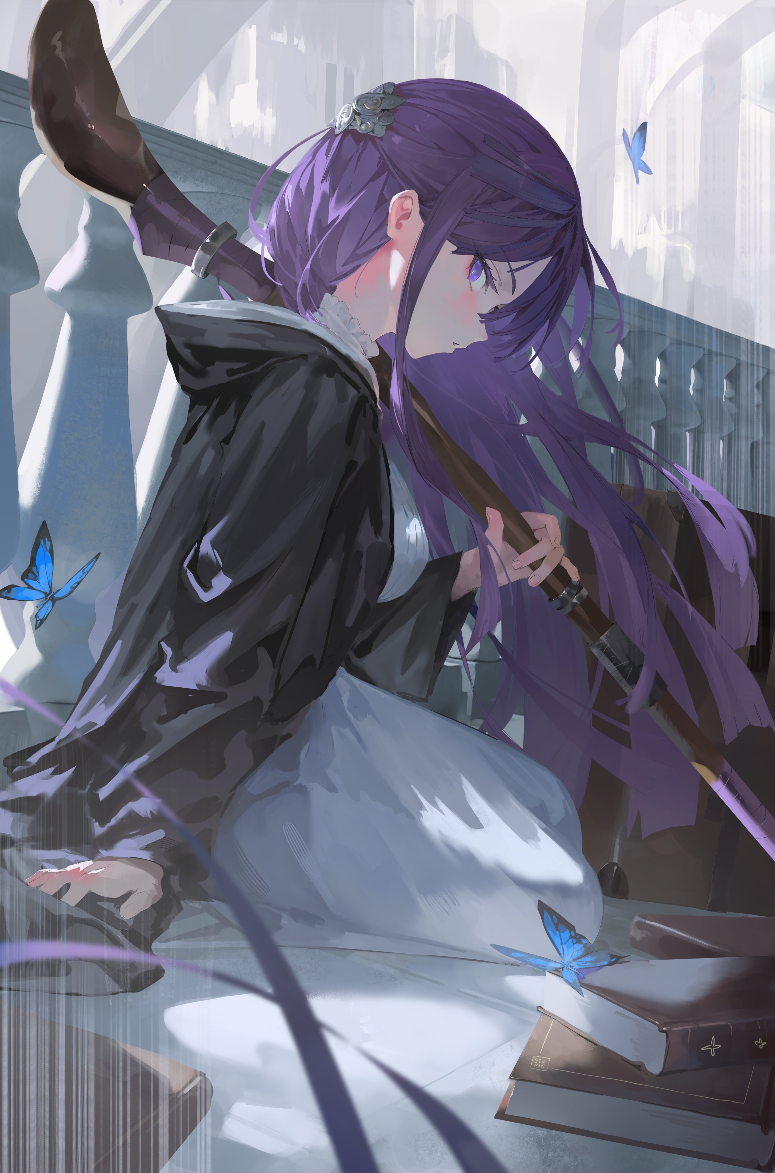 Anime 2707x4096 anime anime girls Sousou No Frieren Fern (Sousou No Frieren) purple hair weapon