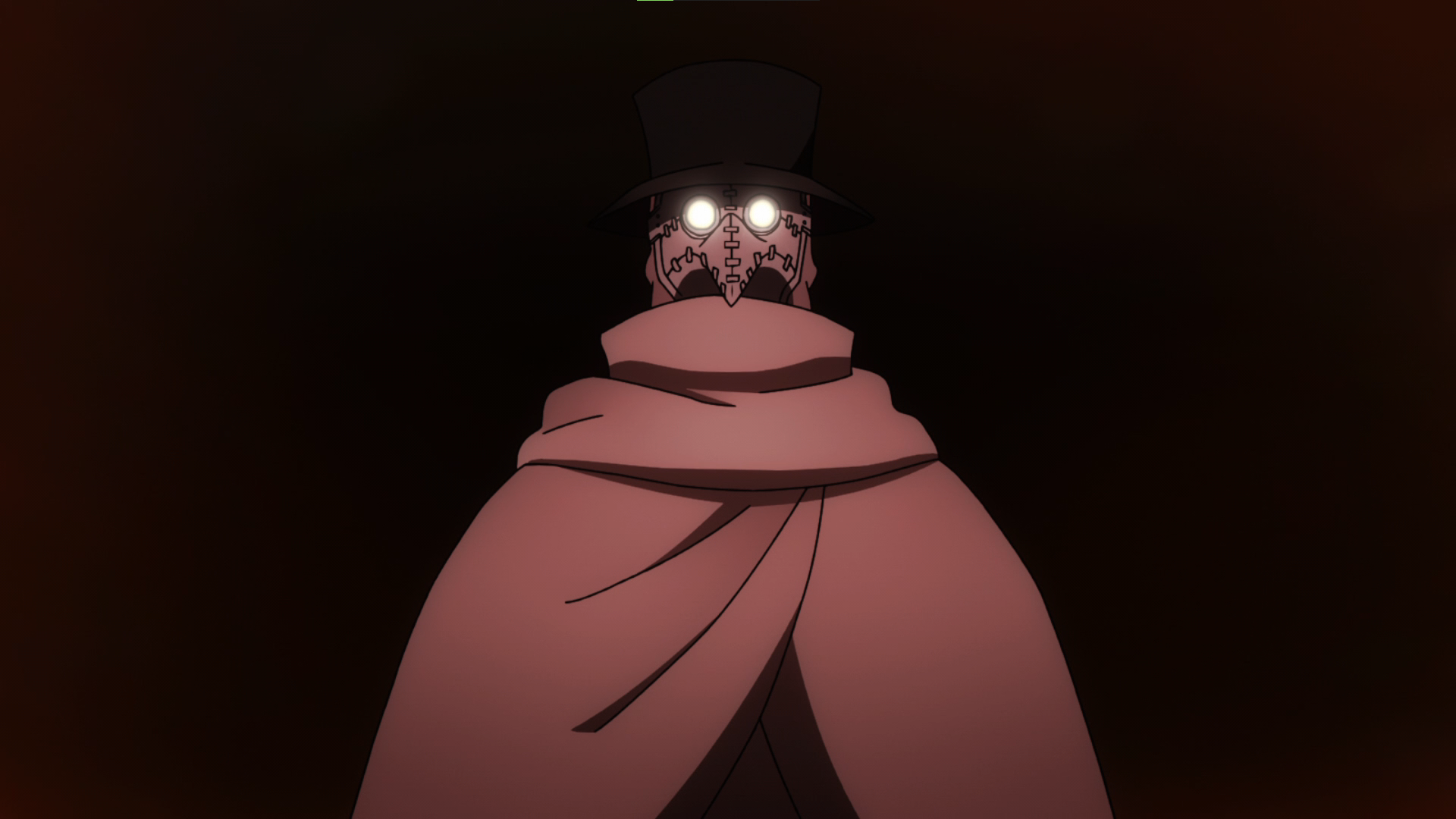 Anime 1920x1080 Enen no Shouboutai anime Plague plague doctors glowing eyes Anime screenshot demon simple background minimalism mask