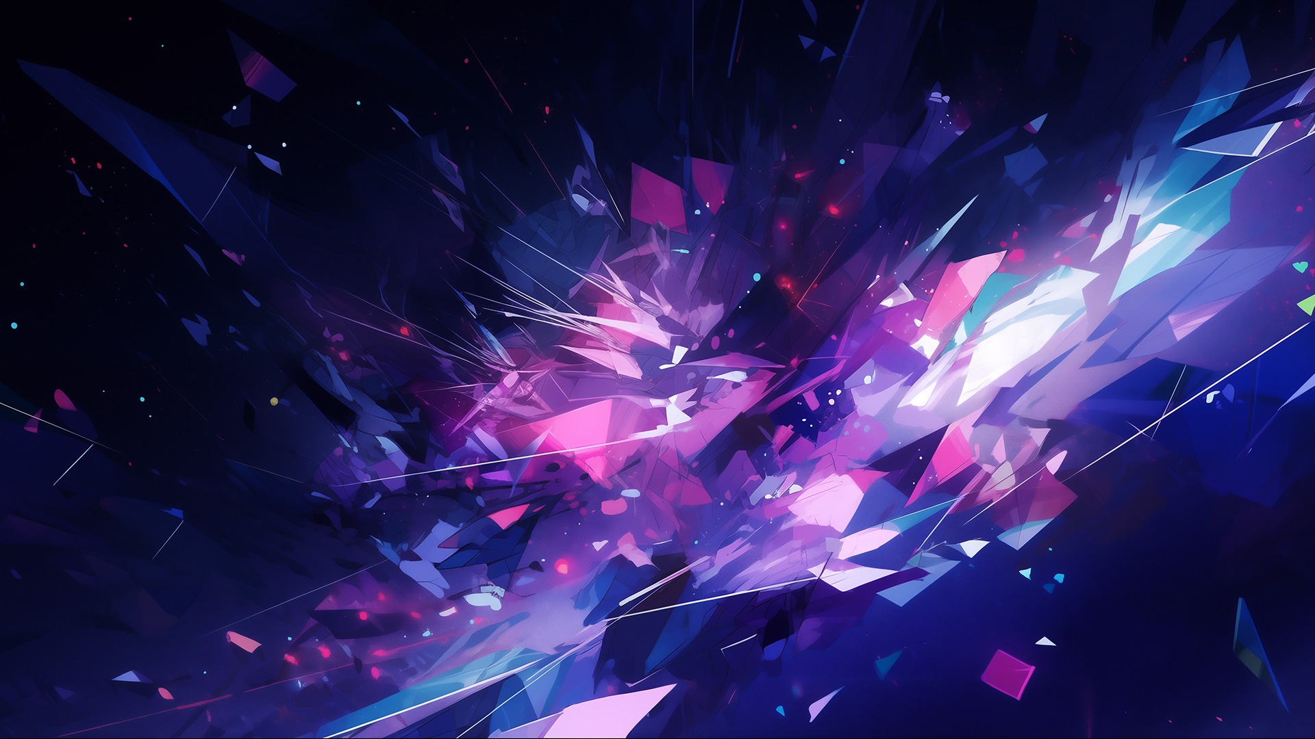 General 1920x1080 AI art purple background dark background shapes crystal cluster abstract simple background