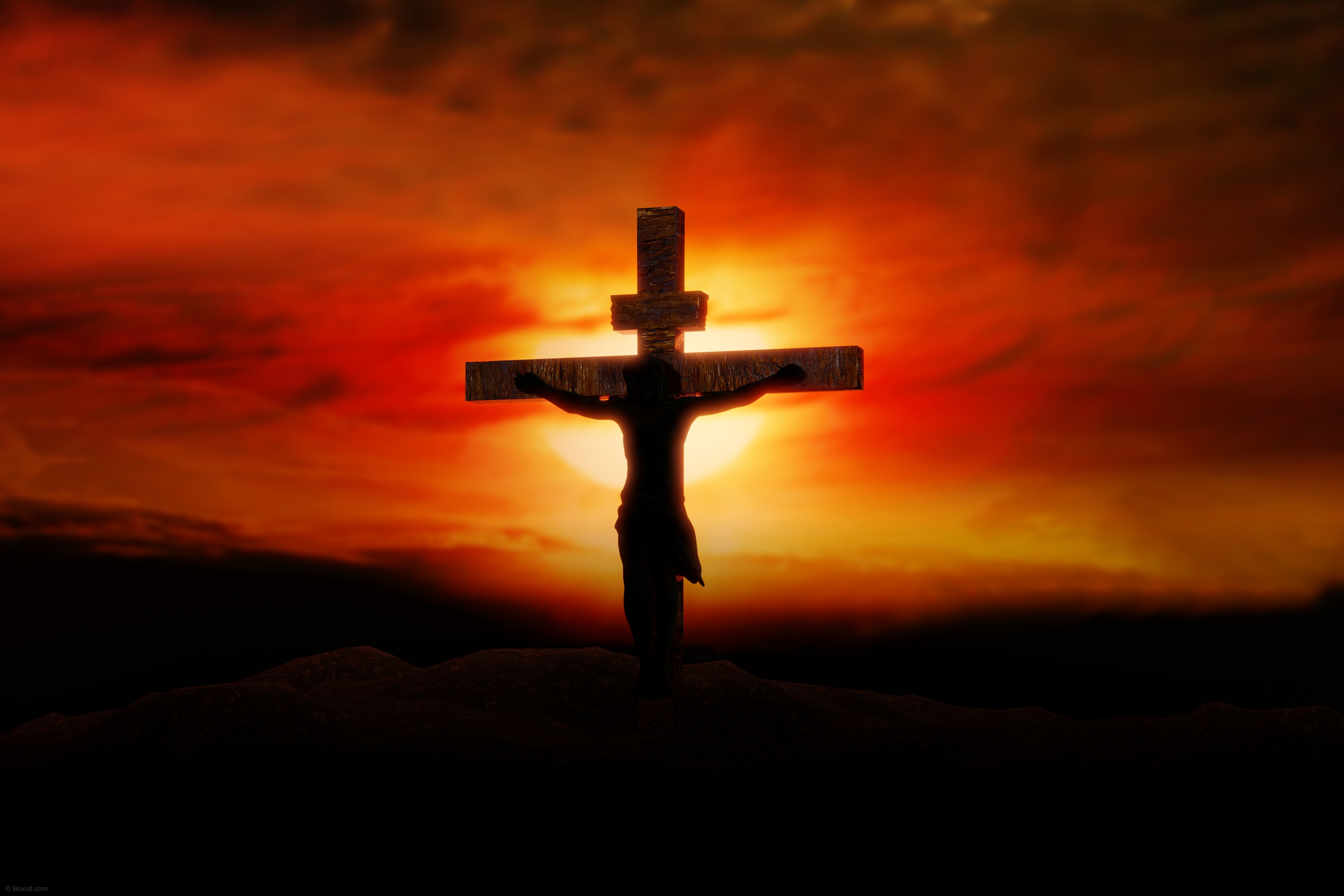General 3000x2000 Jesus Christ religion cross backlighting digital art sunlight sunset sunset glow crucifix crucified Christianity