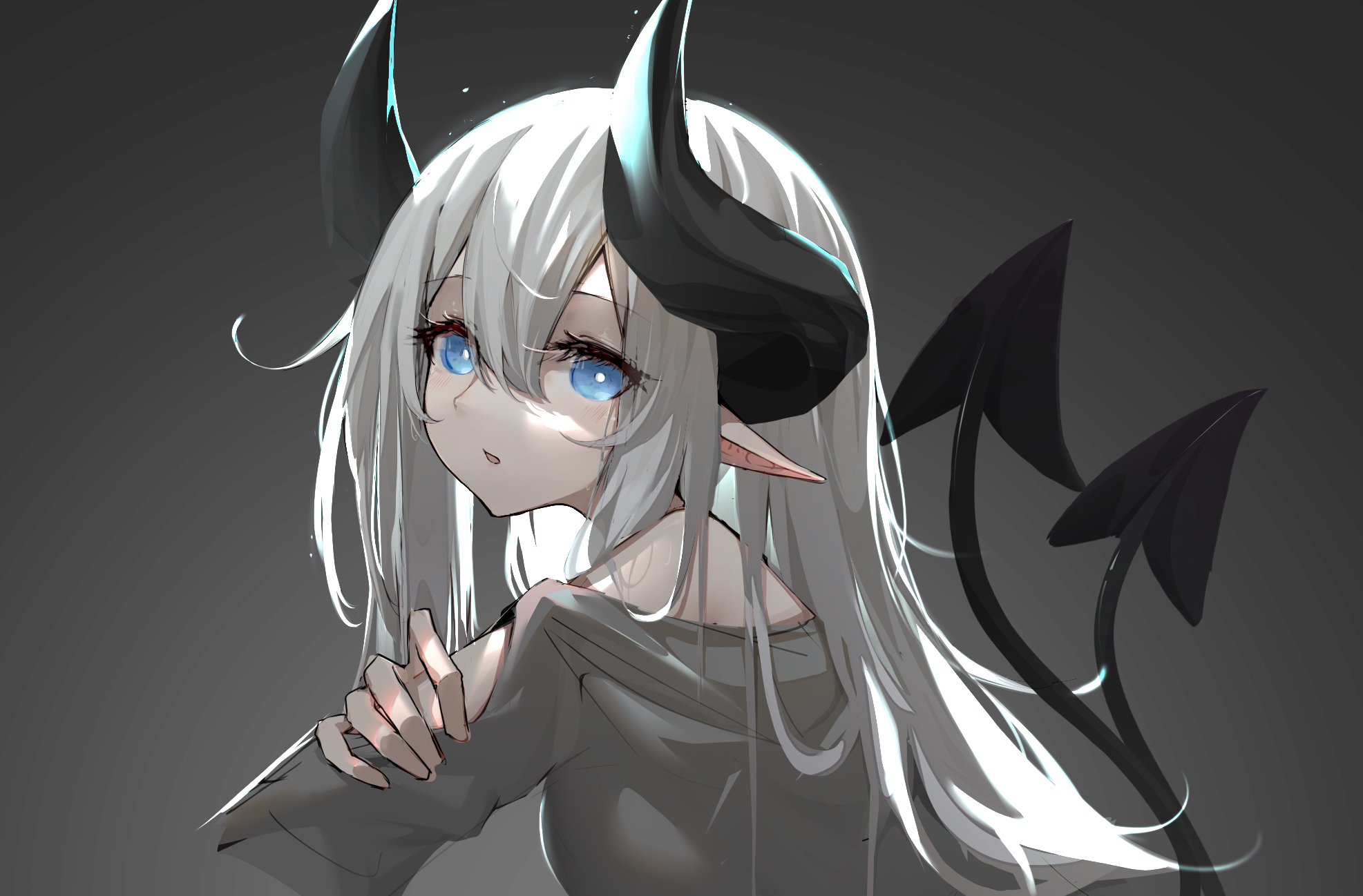 anime furry girl with horns