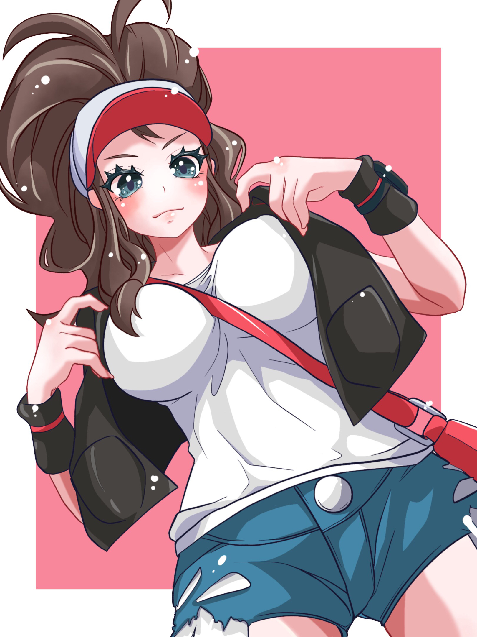 Anime 1620x2160 anime anime girls Pokémon Hilda (Pokémon) long hair ponytail brunette solo artwork digital art fan art hat