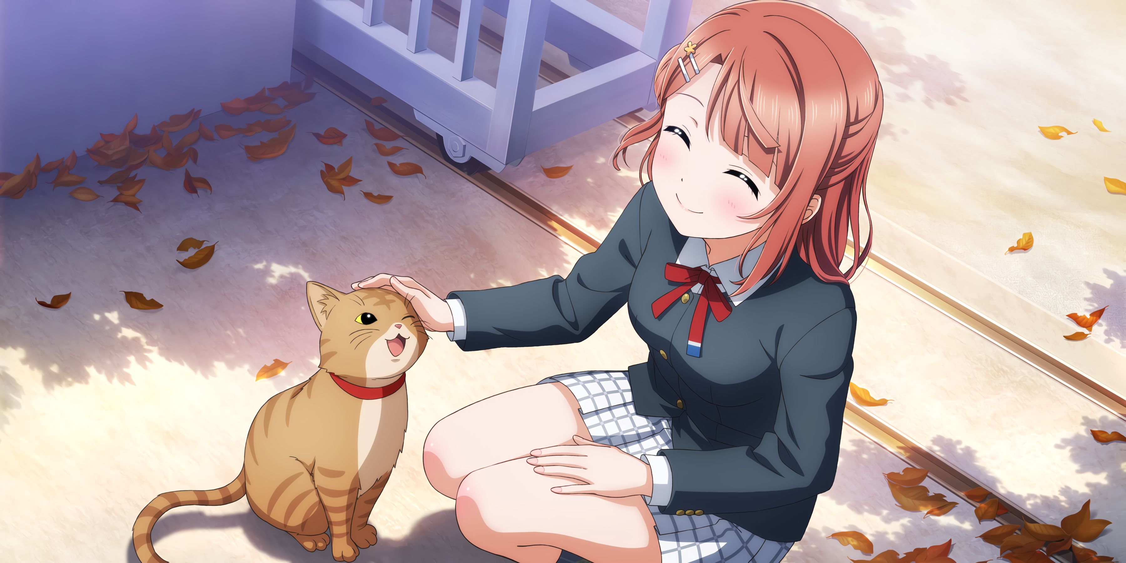 Anime 3600x1800 Love Live! Uehara Ayumu anime girls cats