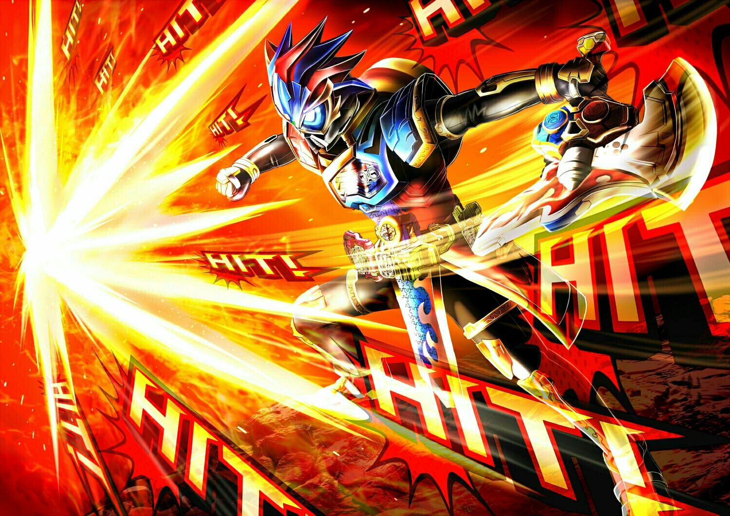 Anime 1499x1060 Hit (Dragon Ball Super) kamen rider red blue