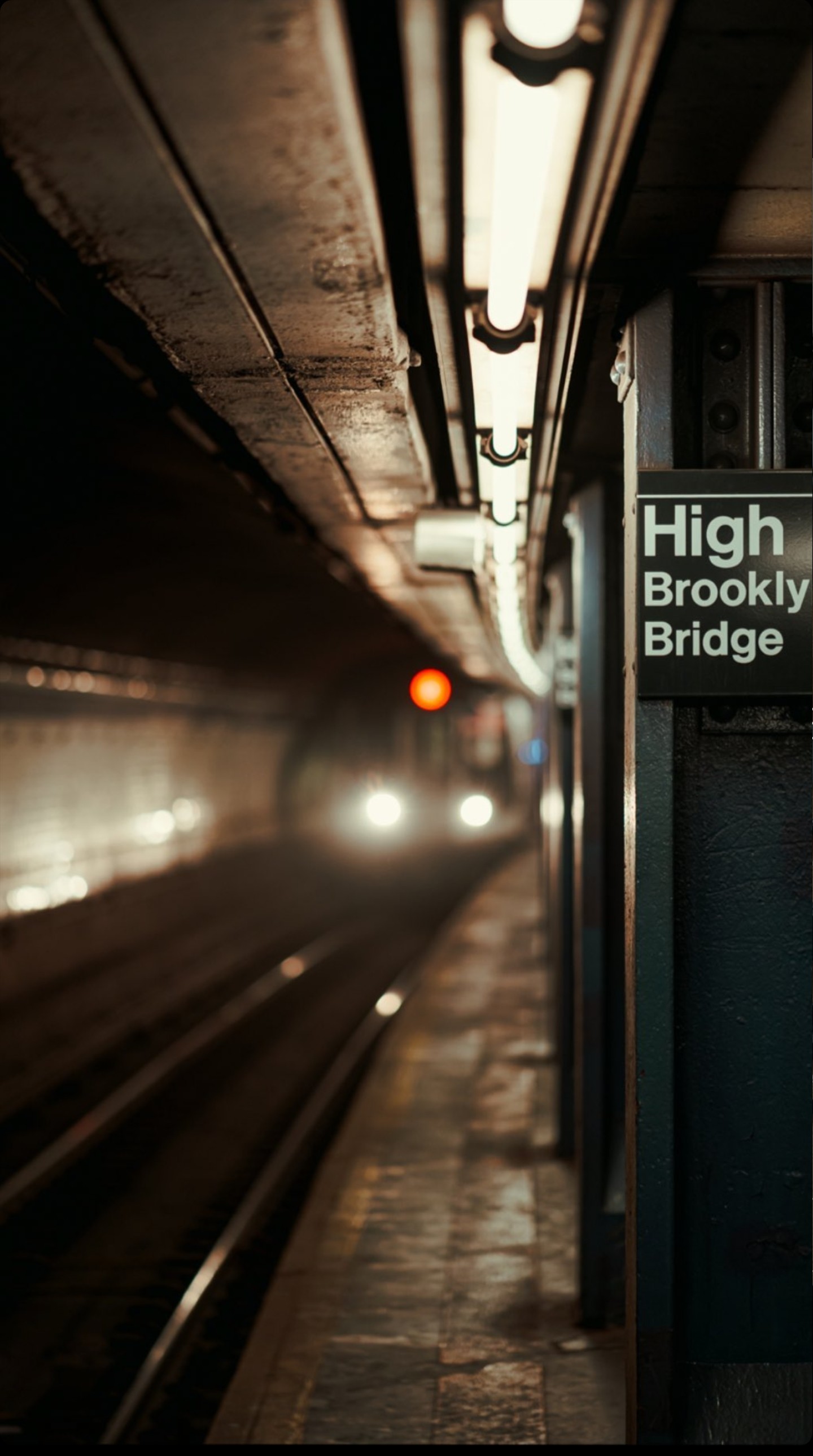 General 1440x2578 subway urban underground Brooklyn New York City headlights red light Brooklyn Bridge signs