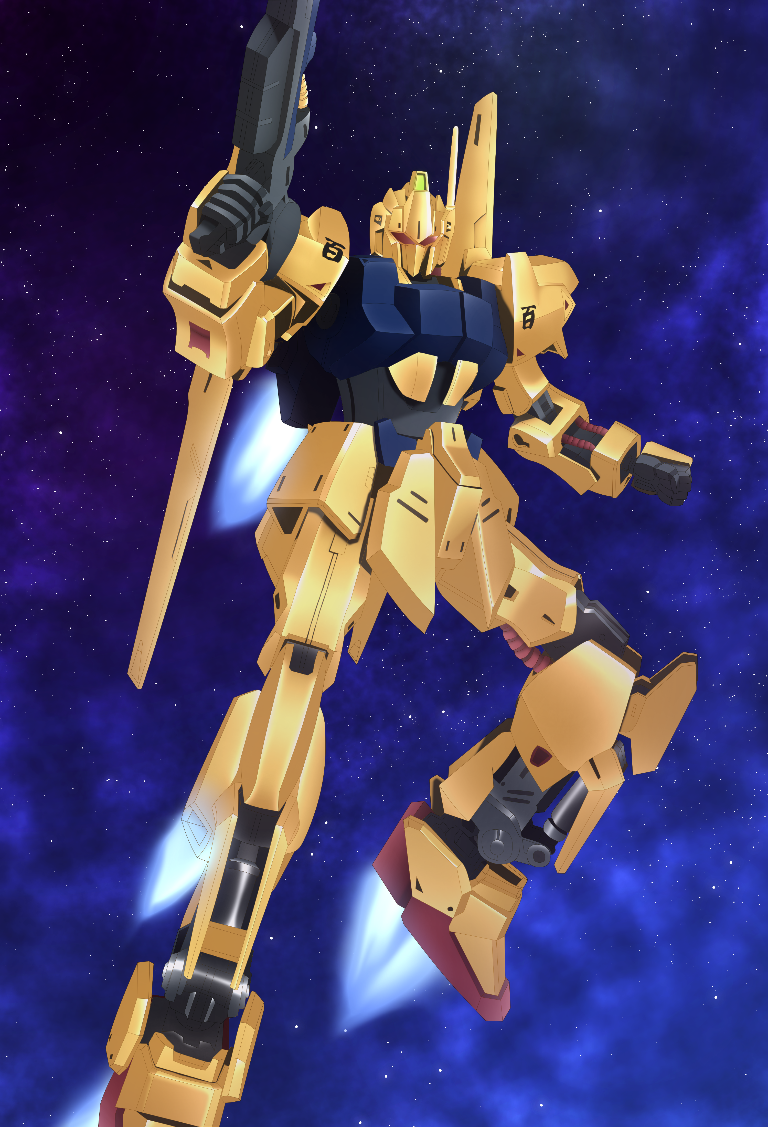 Anime 3000x4400 Hyaku Shiki Mobile Suit Zeta Gundam anime mechs Mobile Suit Super Robot Taisen artwork digital art fan art