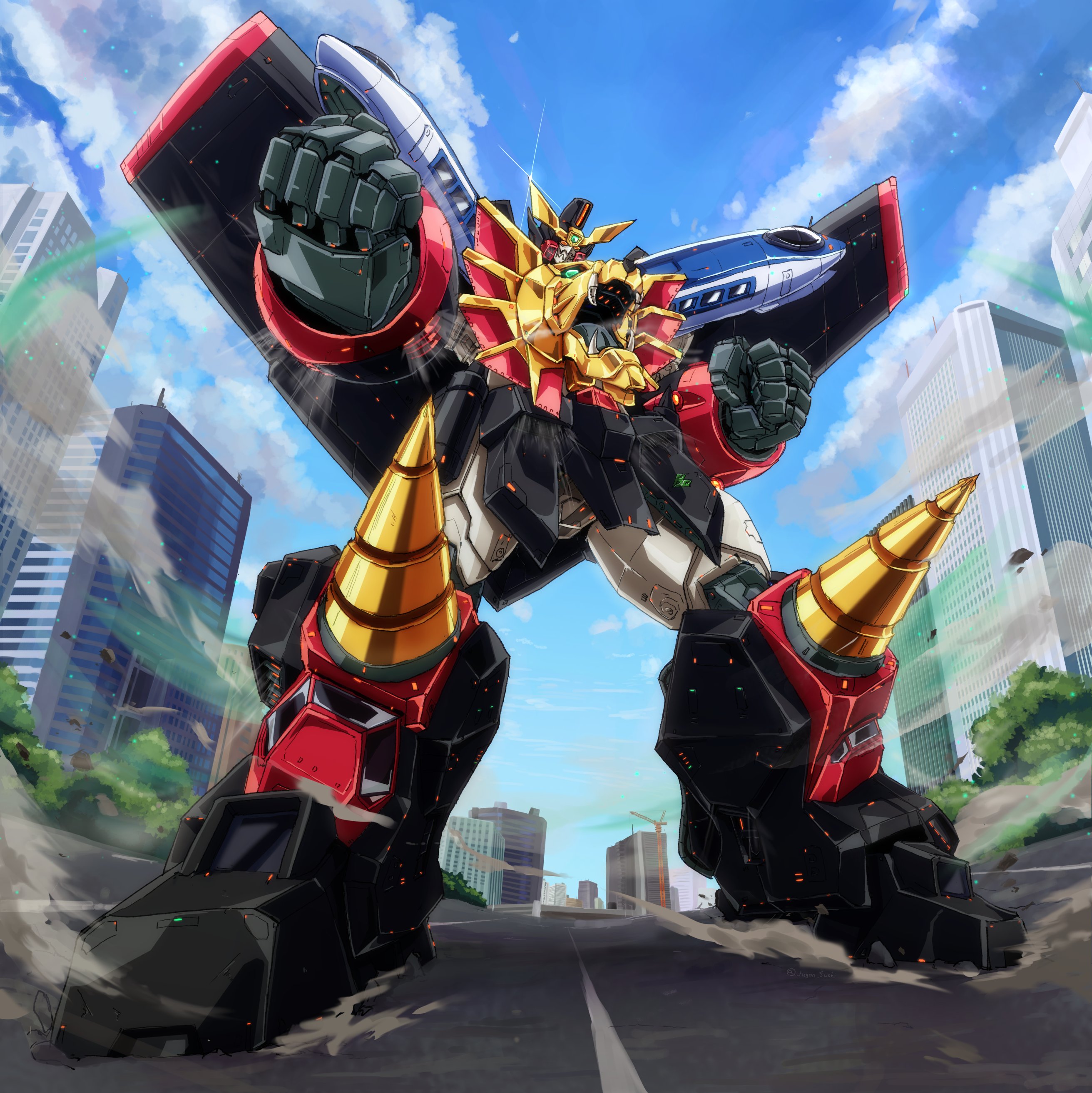 Anime 2623x2626 anime mechs Super Robot Taisen The King of Braves Gaogaigar Gaogaigar artwork digital art fan art