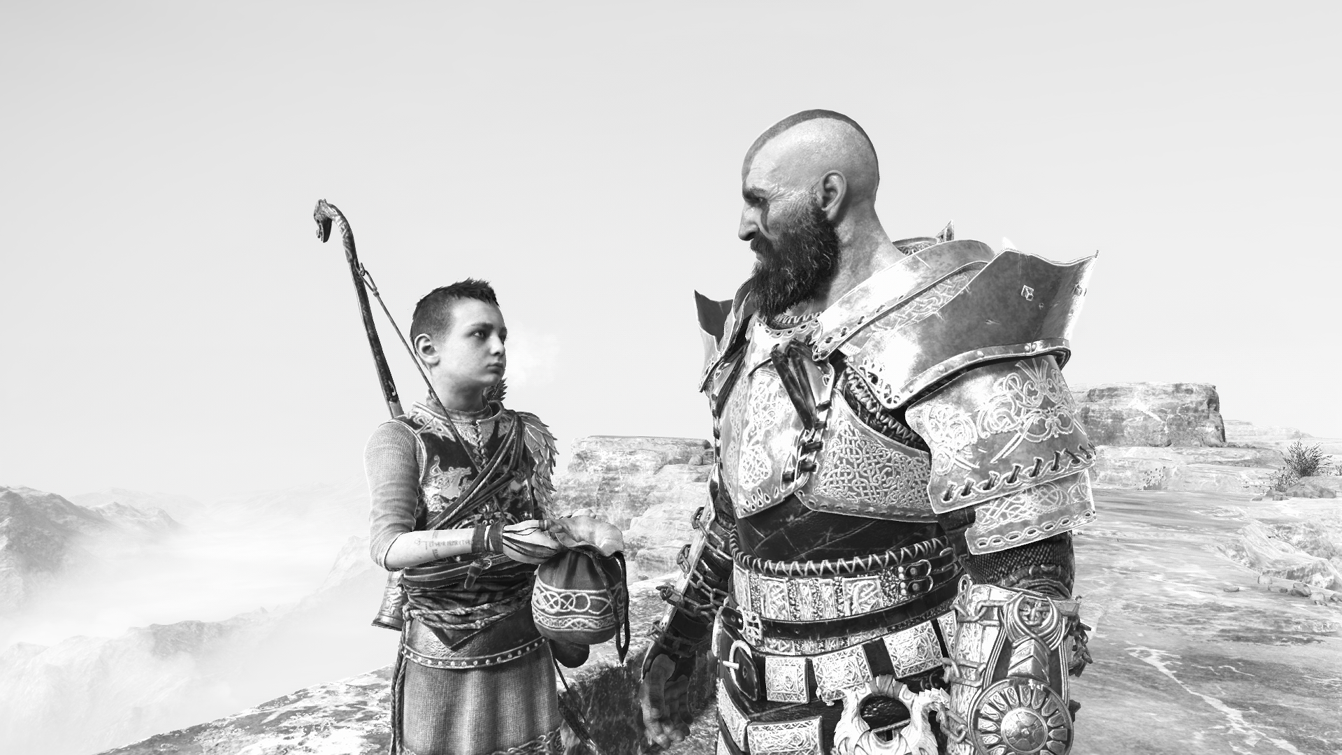 General 1920x1080 video games God of War PC gaming monochrome video game characters Kratos