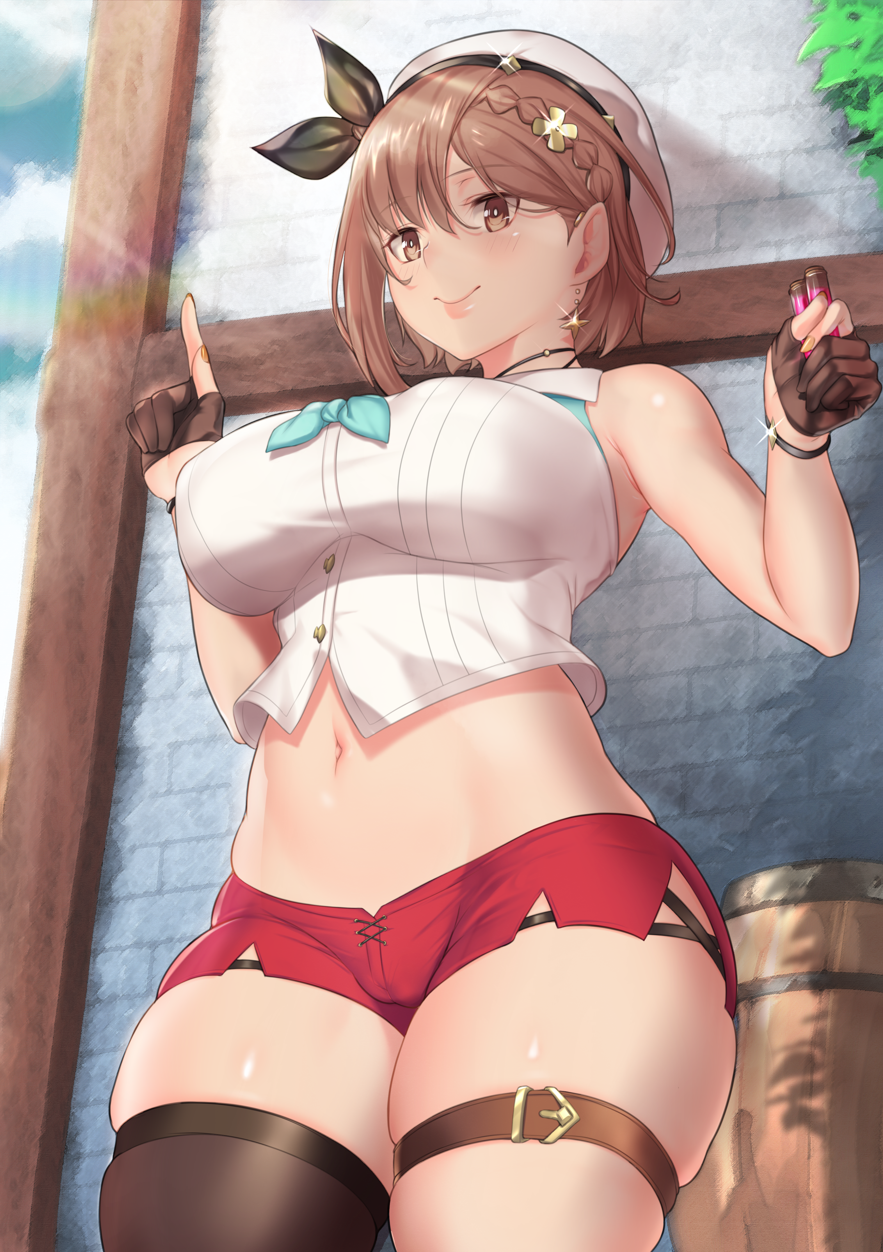 Anime 3035x4299 thick thigh thigh-highs Atelier Ryza Reisalin Stout short shorts big boobs brunette brown eyes anime girls Aster Crowley