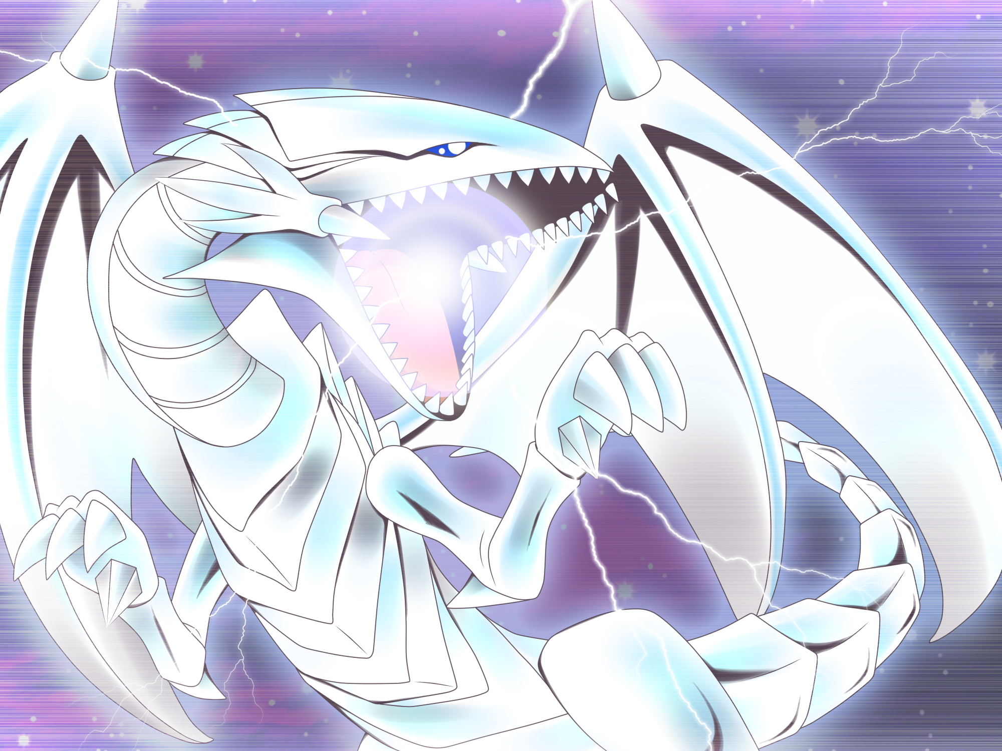 Anime 2000x1500 anime Blue-Eyes White Dragon Trading Card Games Yu-Gi-Oh! dragon artwork digital art fan art
