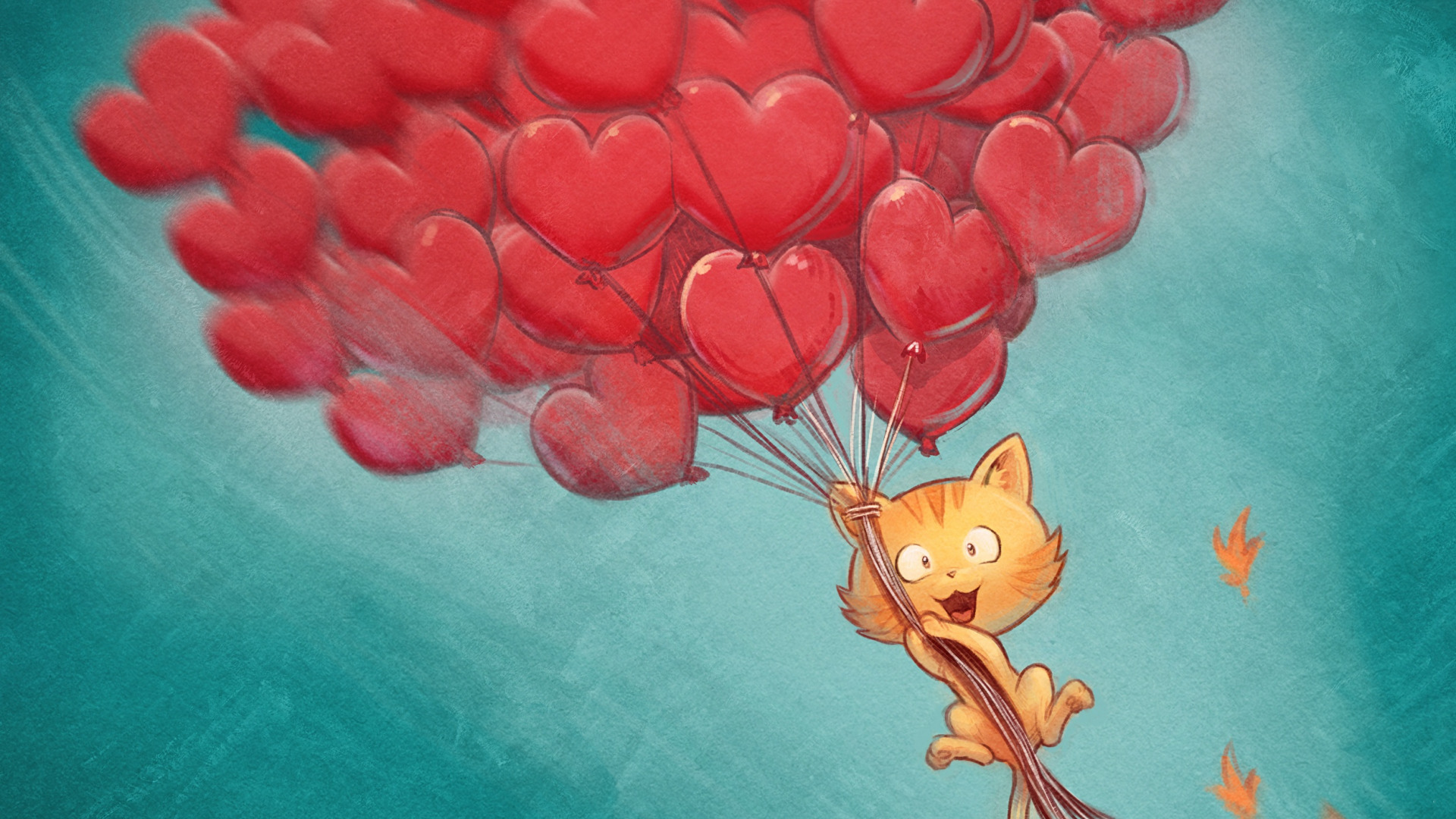 General 1920x1080 cats balloon red heart flying