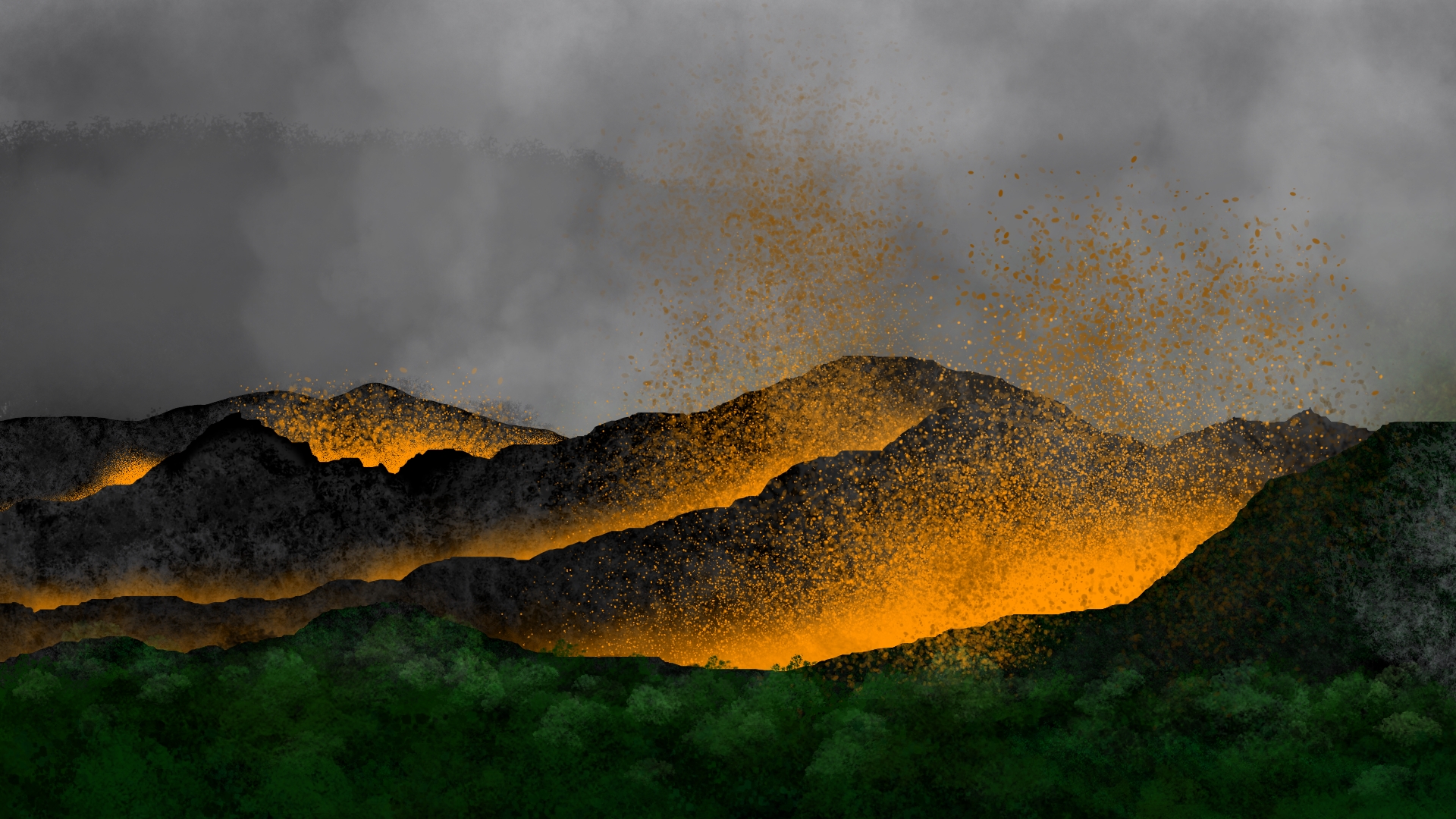 General 1920x1080 digital painting digital art lava nature landscape