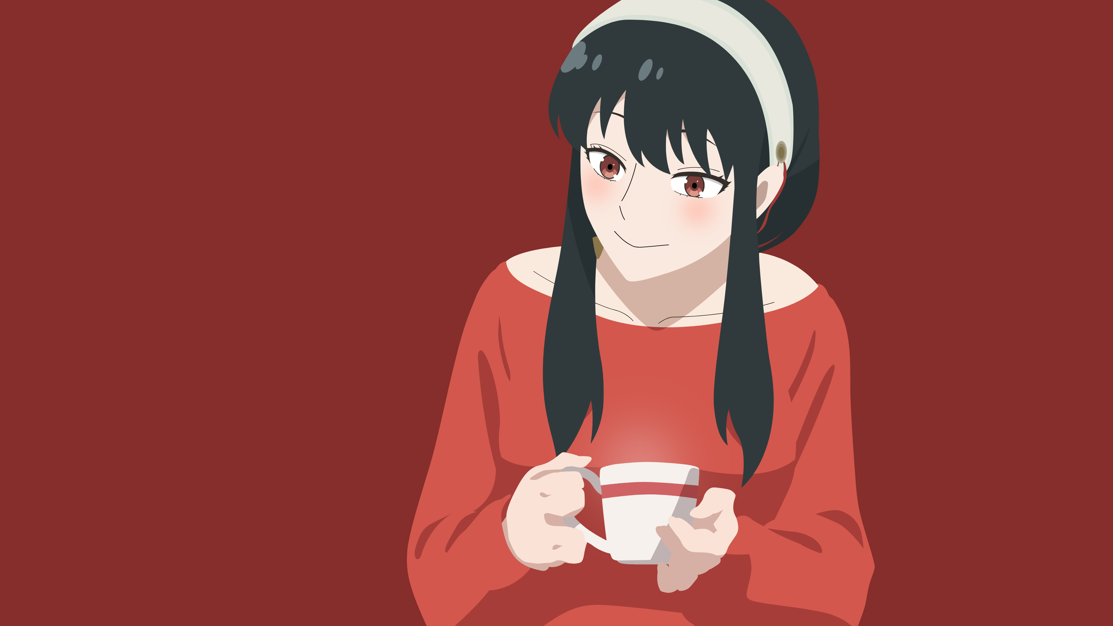 Anime 3840x2160 Yor Forger Spy x Family minimalism fan art anime girls anime red background simple background