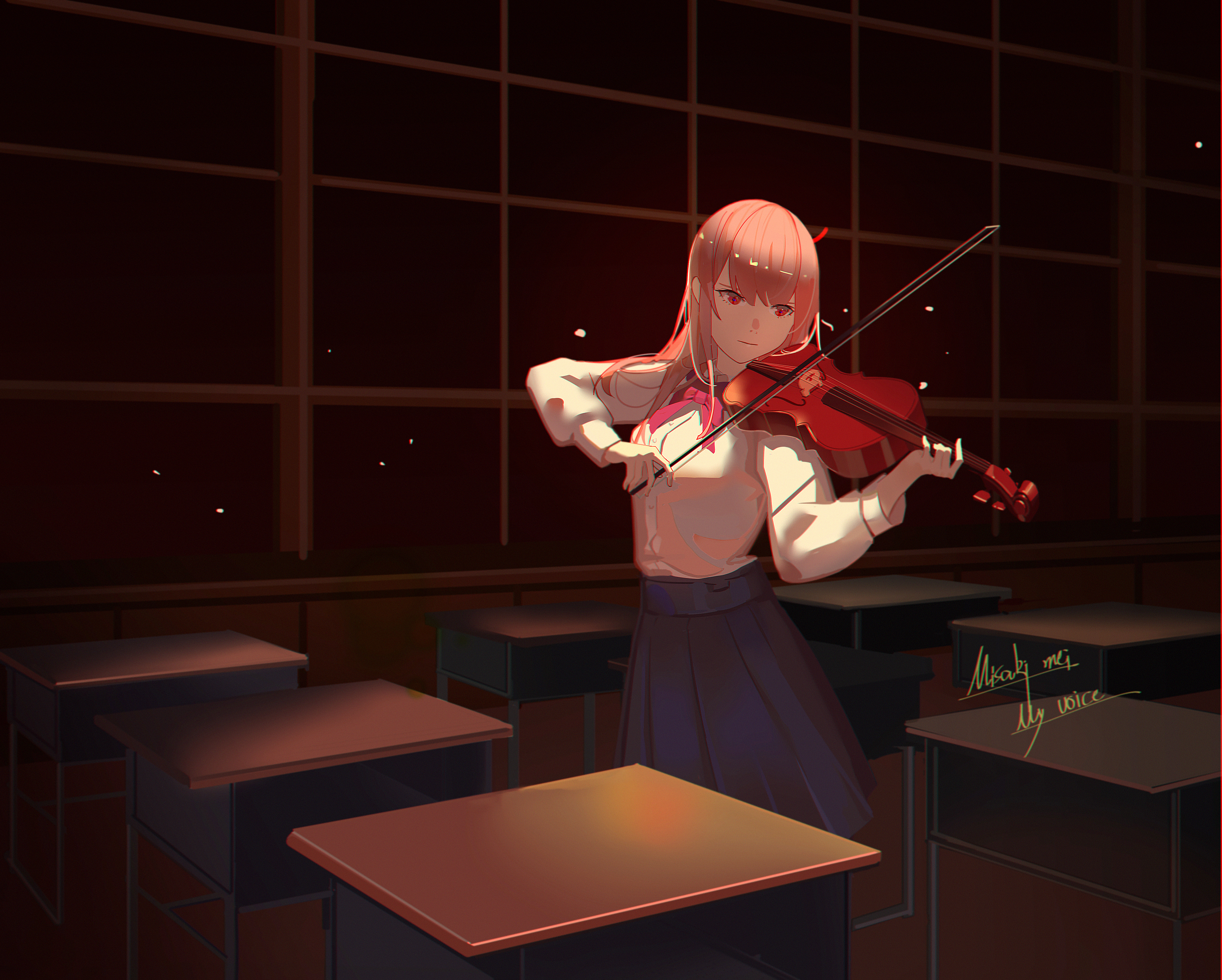Anime 4376x3508 misakisutsu anime anime girls violin