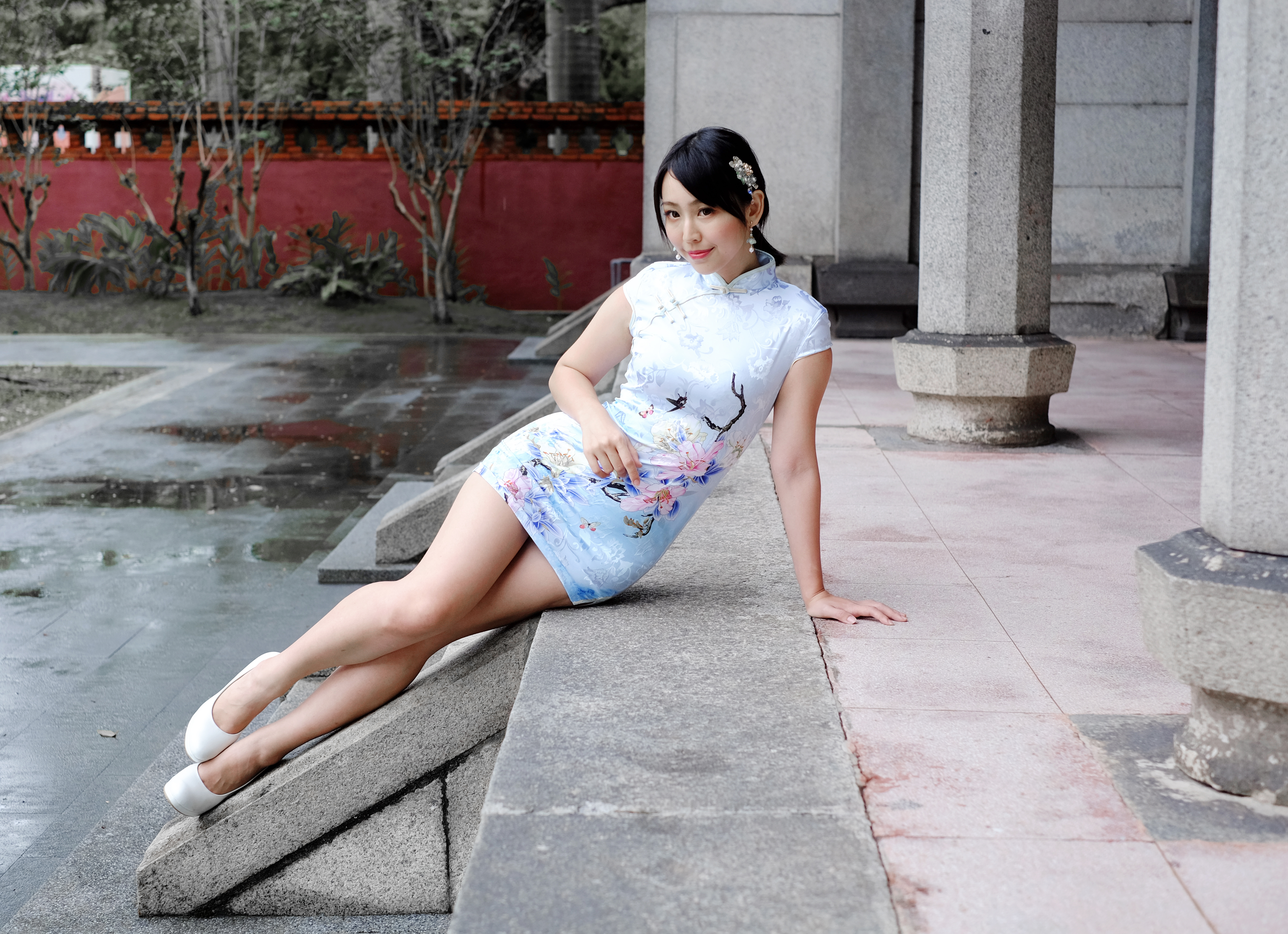 People 4504x3264 women Asian model Chinese dress cheongsam minidress Chen Xixi Chinese model Chinese qi pao