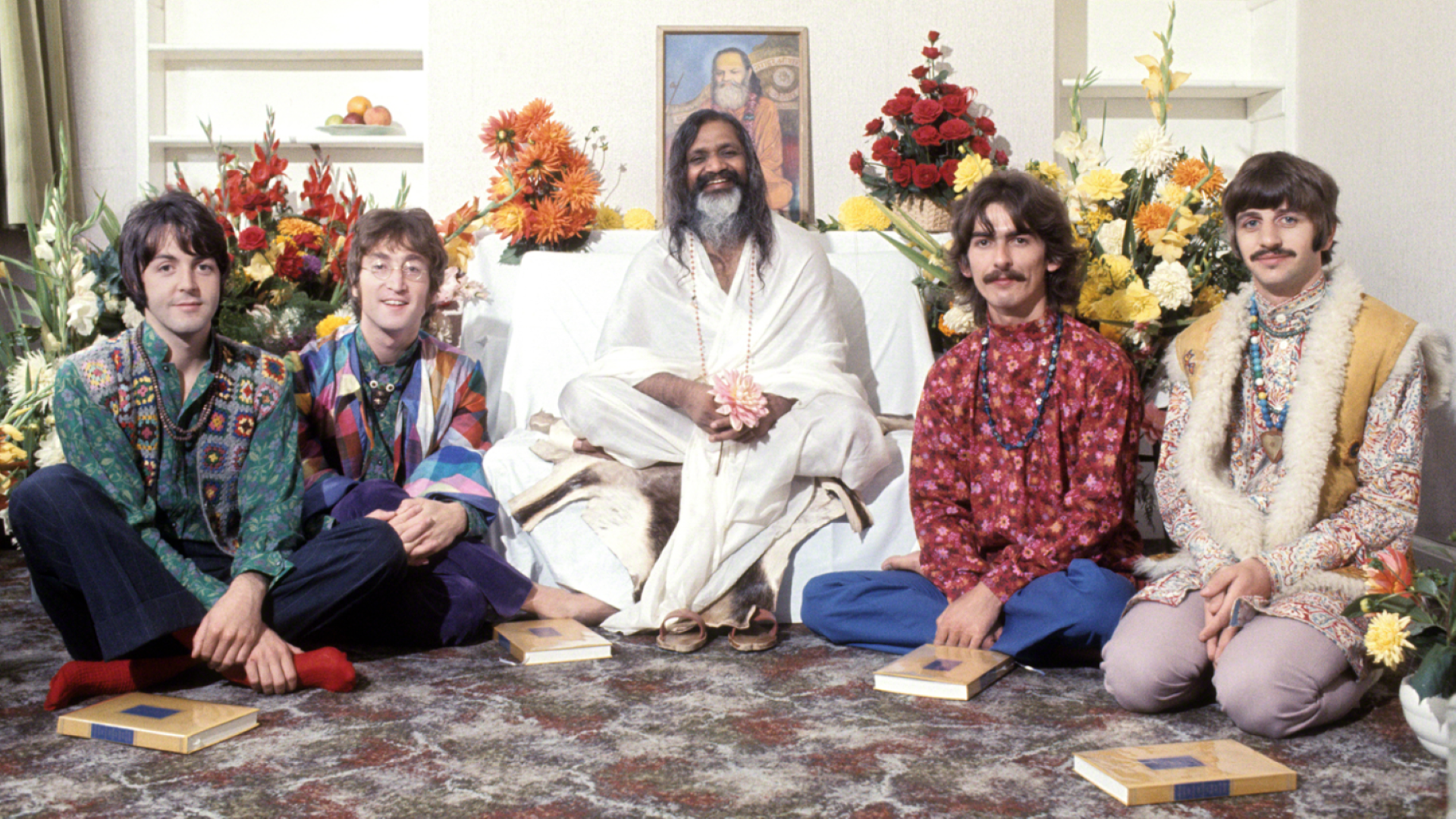 People 1920x1080 The Beatles Paul McCartney George Harrison John Lennon Ringo Starr Maharishi Mahesh Yogi band men