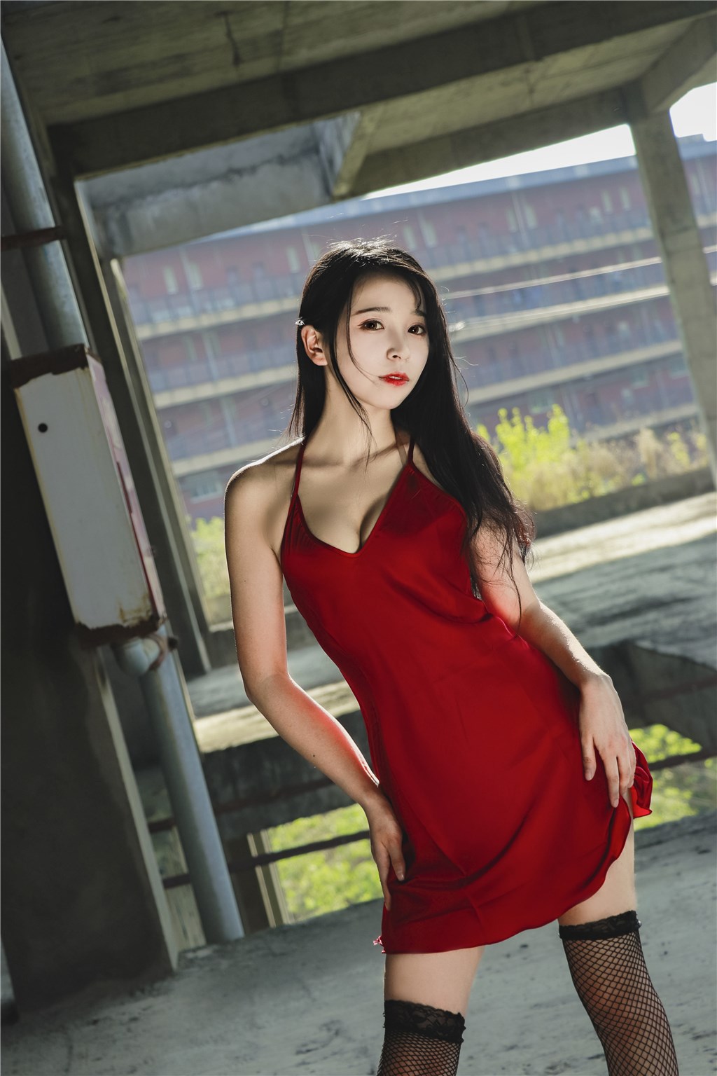 People 1024x1536 women stockings Asian red dress