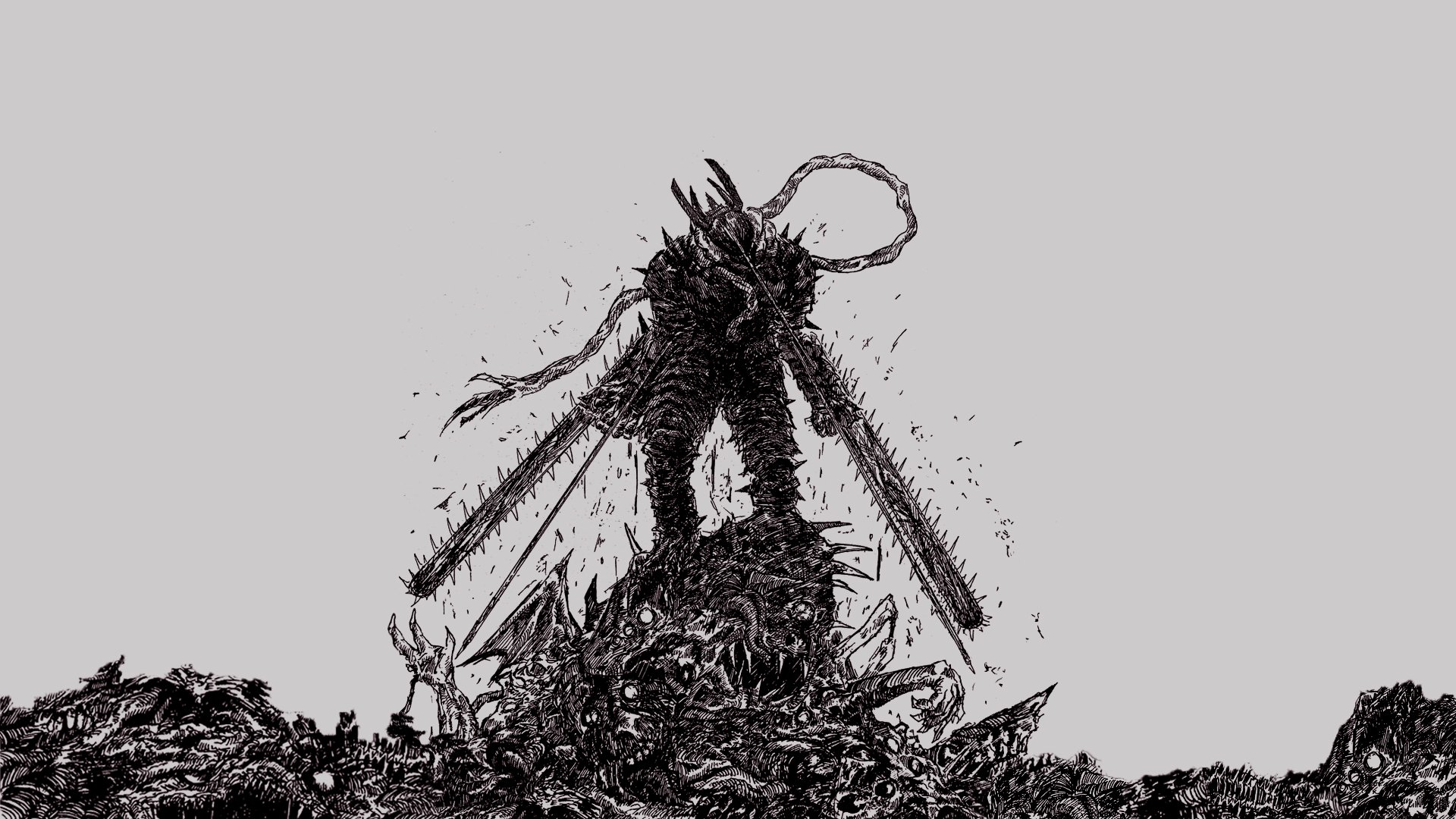 Anime 1920x1080 anime Chainsaw Man monochrome simple background