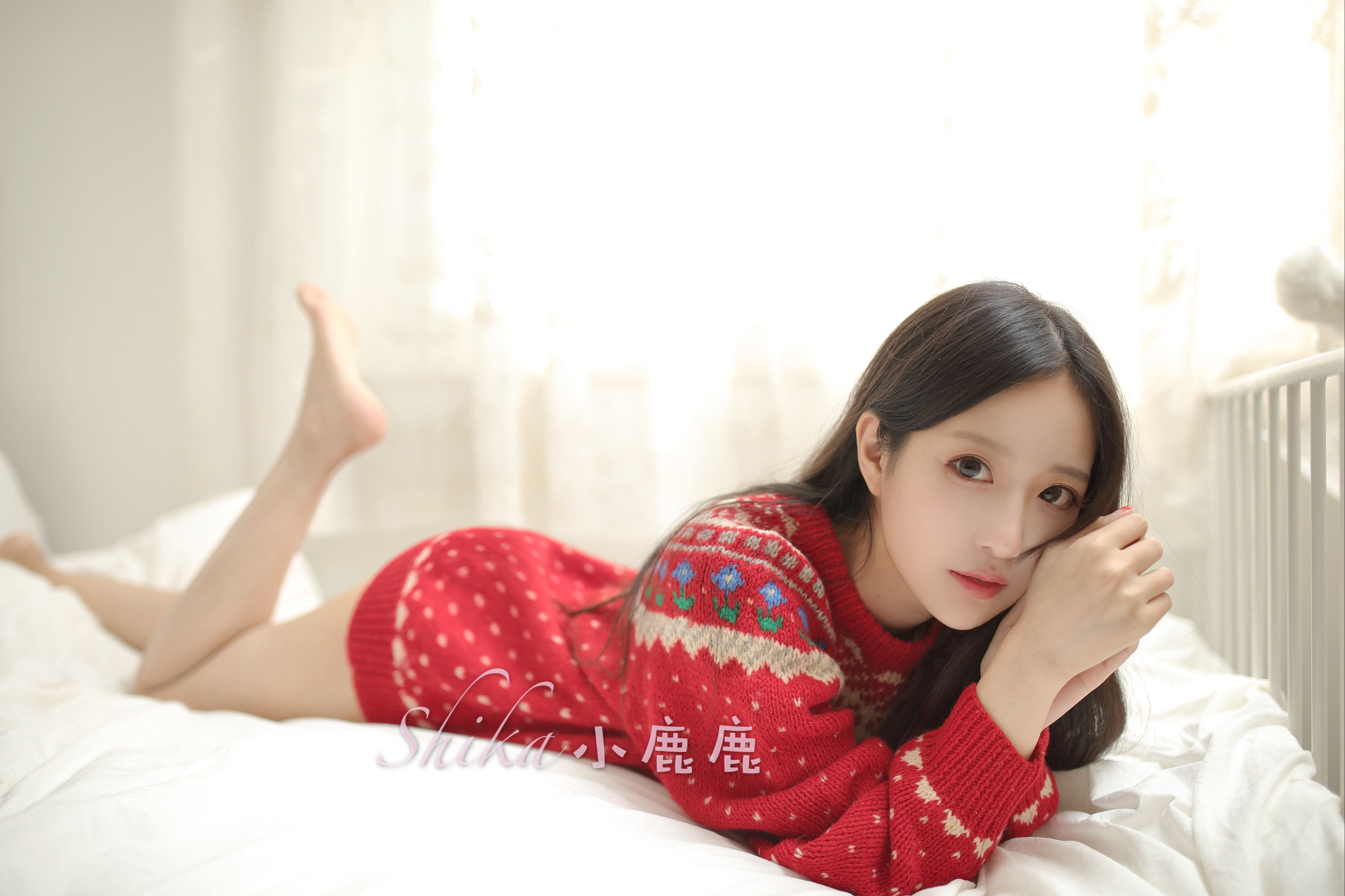 People 4033x2688 Asian bedroom sweater Shika XiaoLu women Chinese model