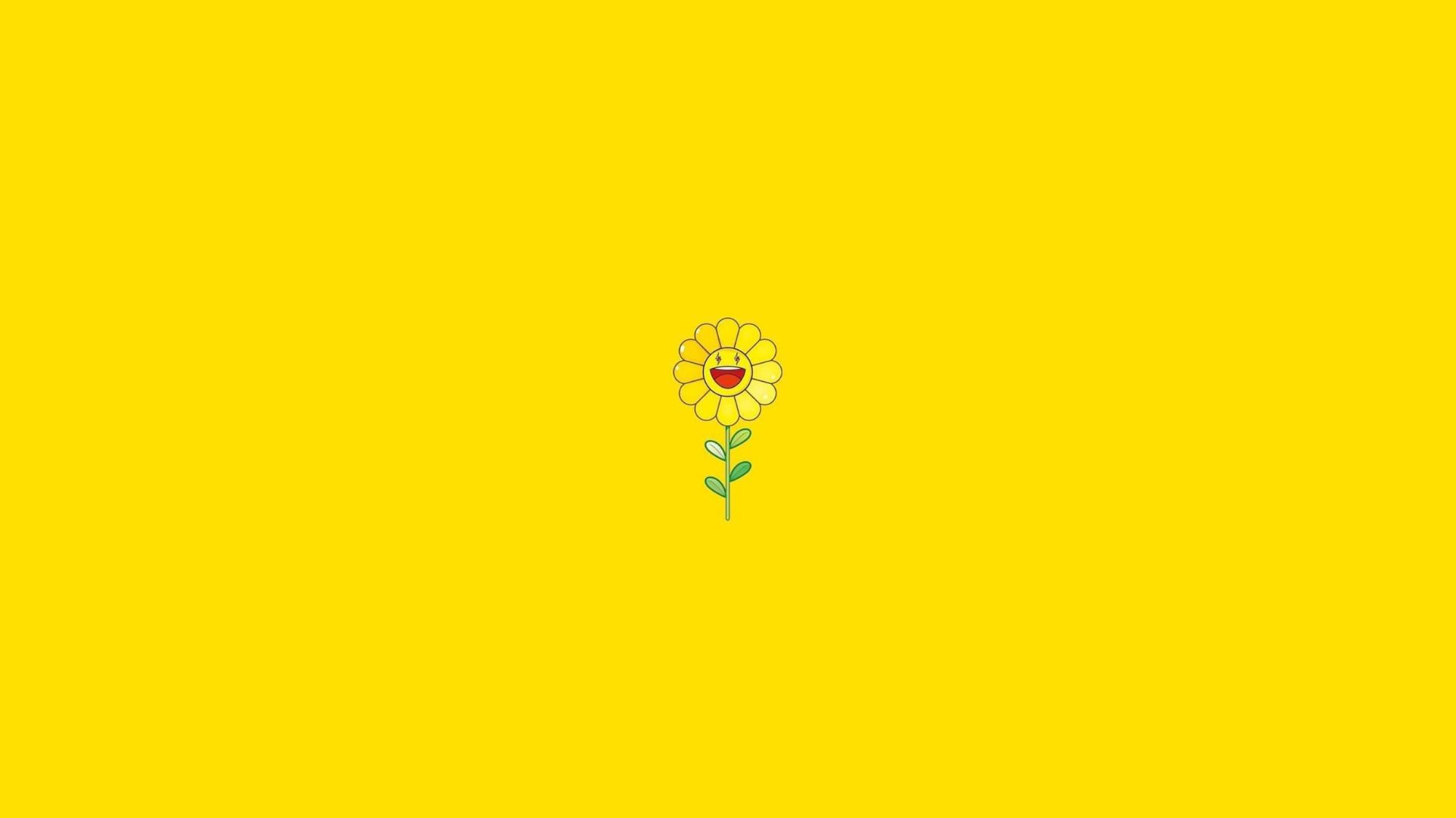 General 1920x1080 flower (game) yellow simple background yellow background flowers