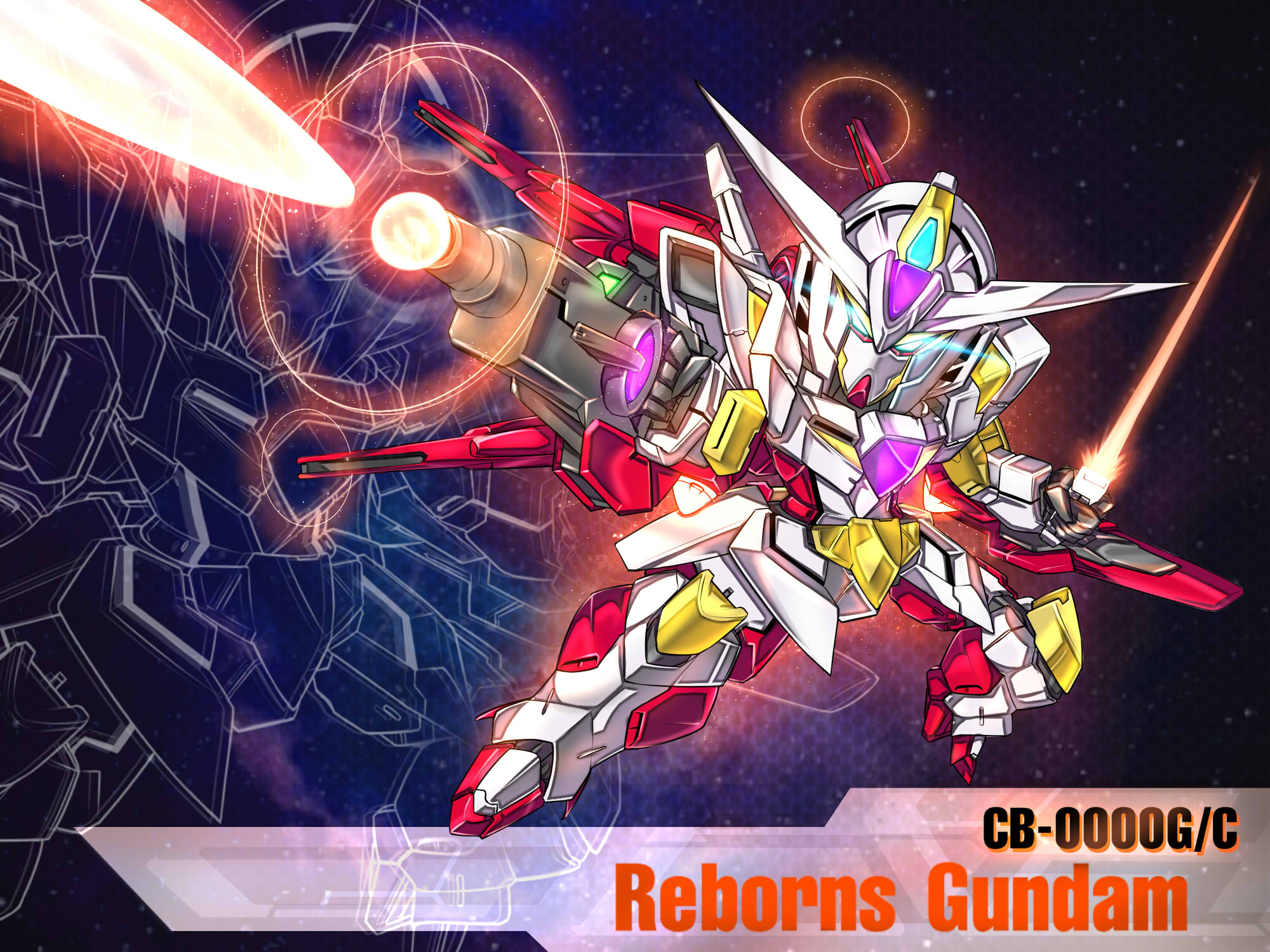Anime 2000x1500 anime mechs Gundam Super Robot Taisen Mobile Suit Gundam 00 Reborns Gundam artwork digital art fan art