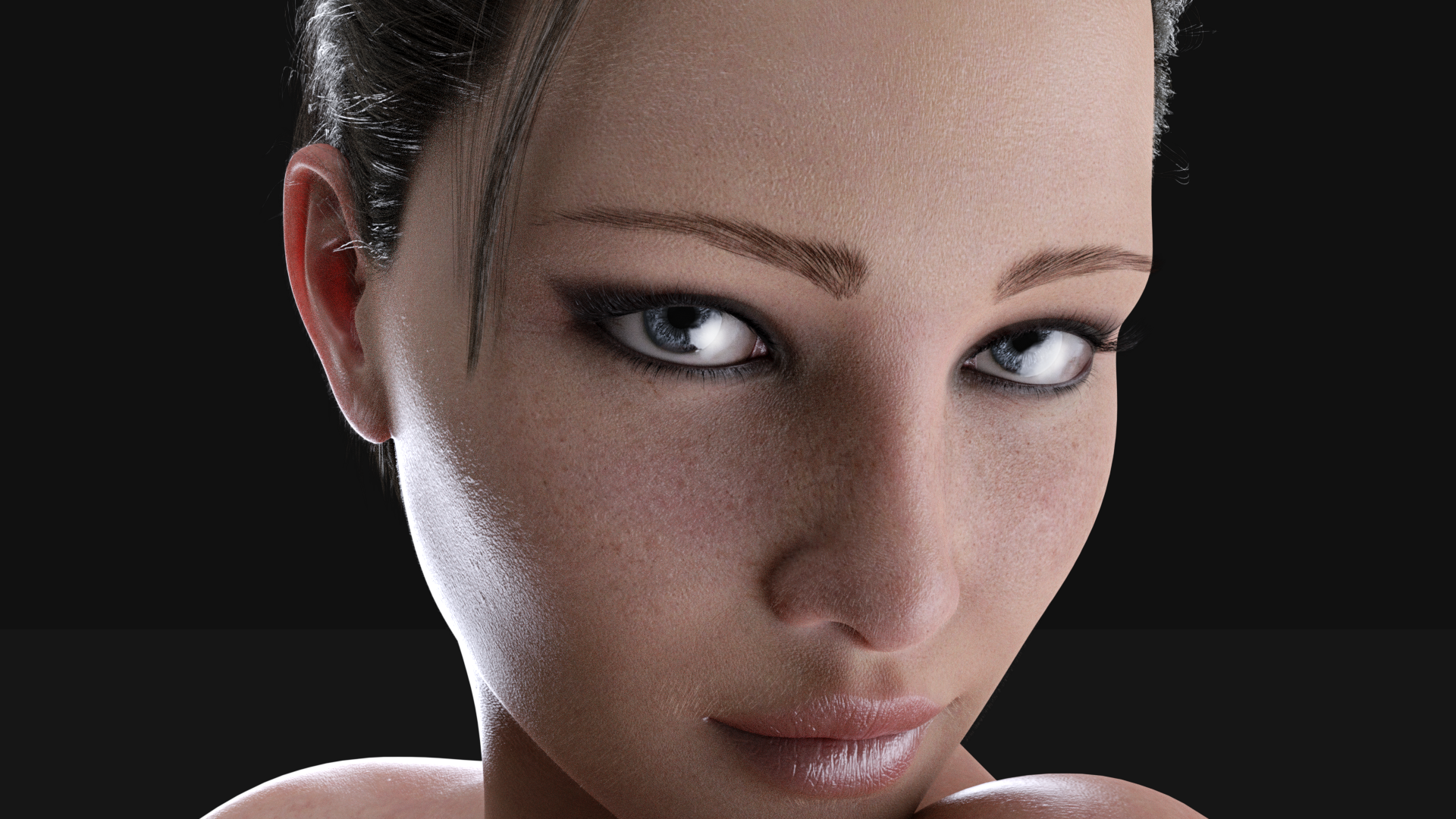 General 1920x1080 women brunette digital art detailed CGI portrait face closeup