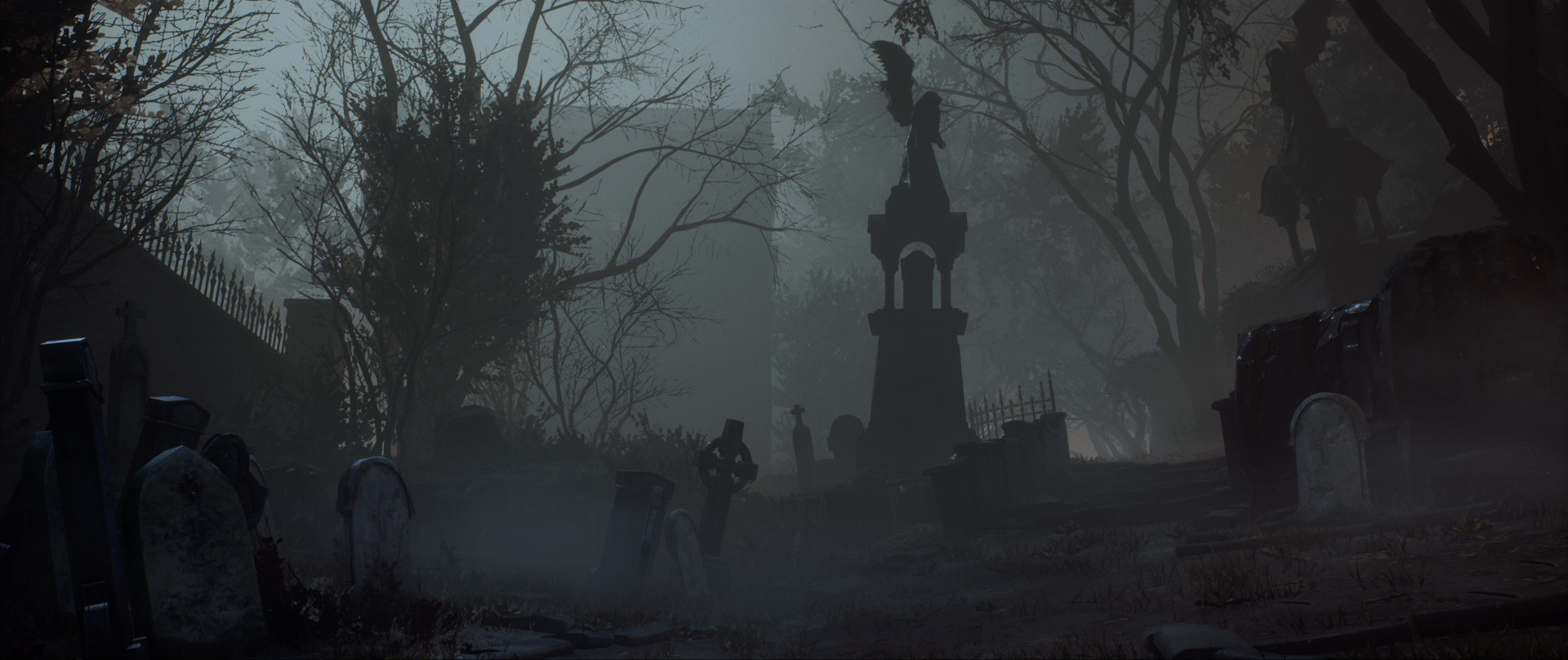 General 1920x808 Vampyr video game art Gothic dark mist London city cemetery