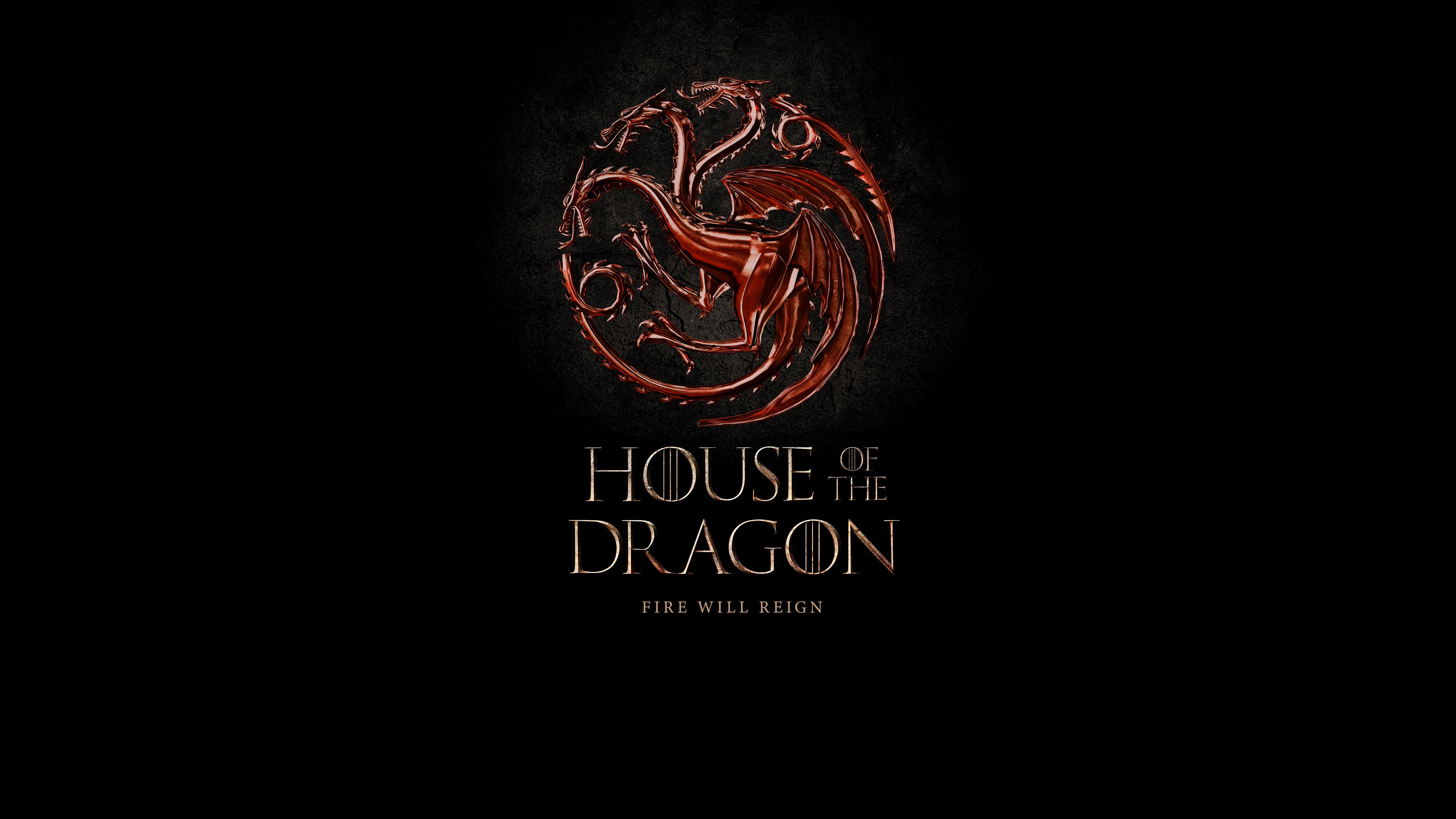 General 3840x2160 House of the Dragon dragon Game of Thrones logo black background TV series digital art simple background