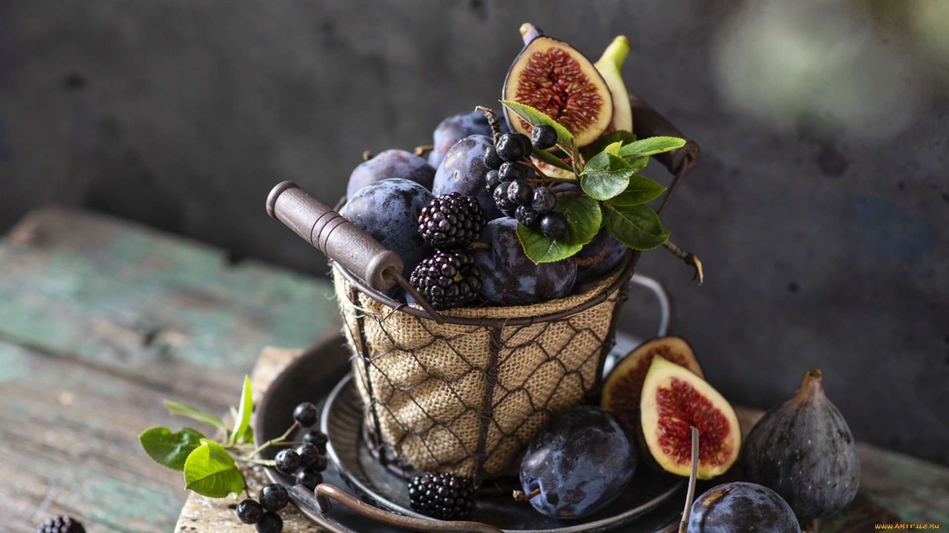 General 1920x1080 food fruit berries fig blackberries wooden surface