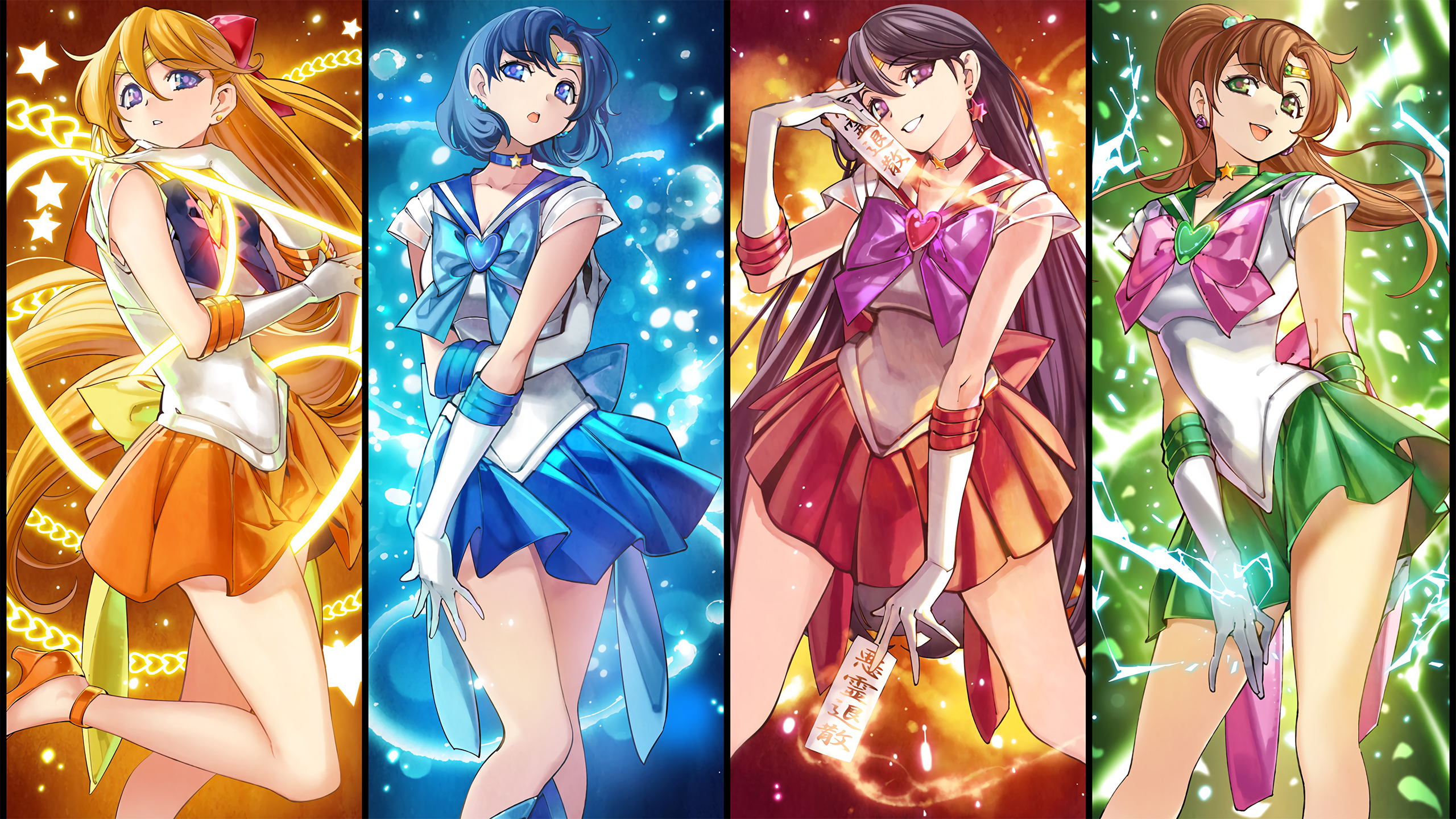 Anime 2560x1440 anime girls Sailor Mars POPQN Sailor Mercury Sailor Jupiter Sailor Moon anime sailor uniform