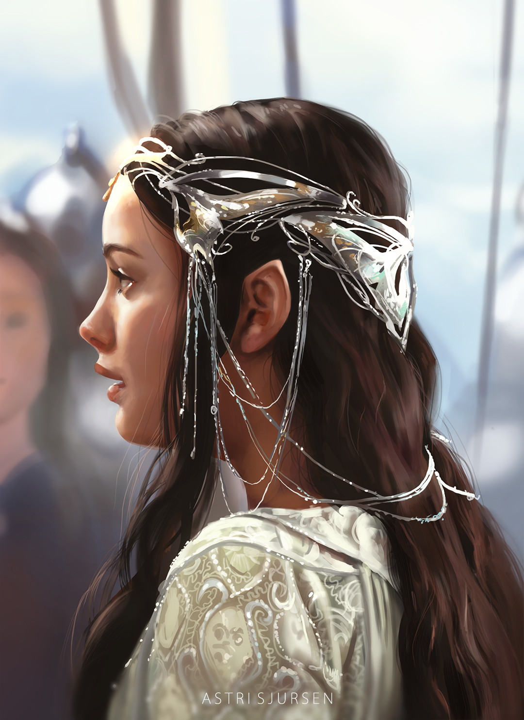 General 1080x1484 Astri Lohne digital art artwork drawing Arwen fictional character The Lord of the Rings elves pointy ears Liv Tyler portrait display Gondor J. R. R. Tolkien