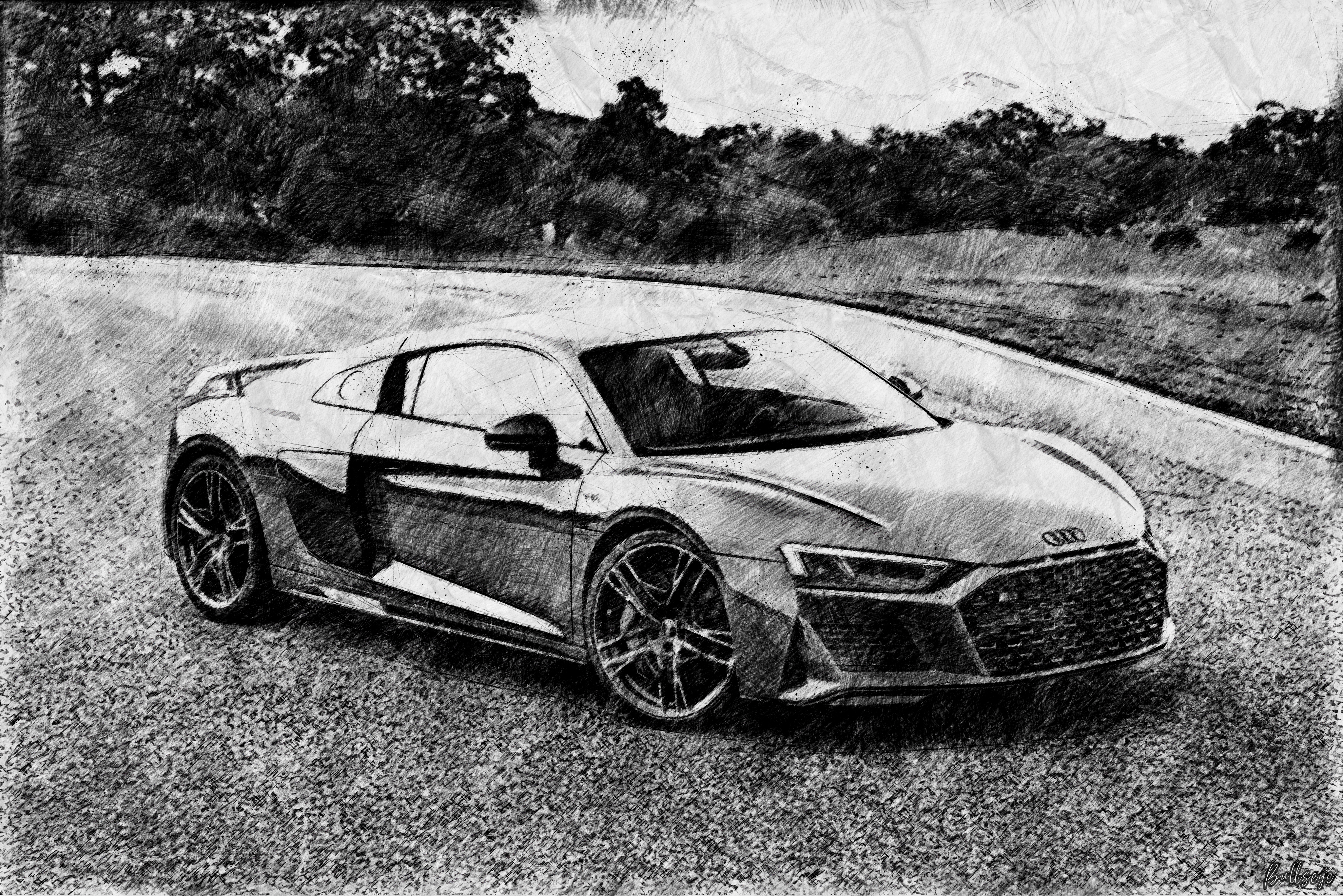 General 4098x2734 Audi Audi R8 car vehicle drawing artwork pencil drawing