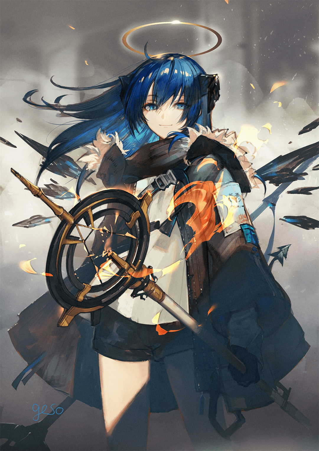 Anime 1080x1526 Arknights blue hair Mostima (Arknights) anime girls halo
