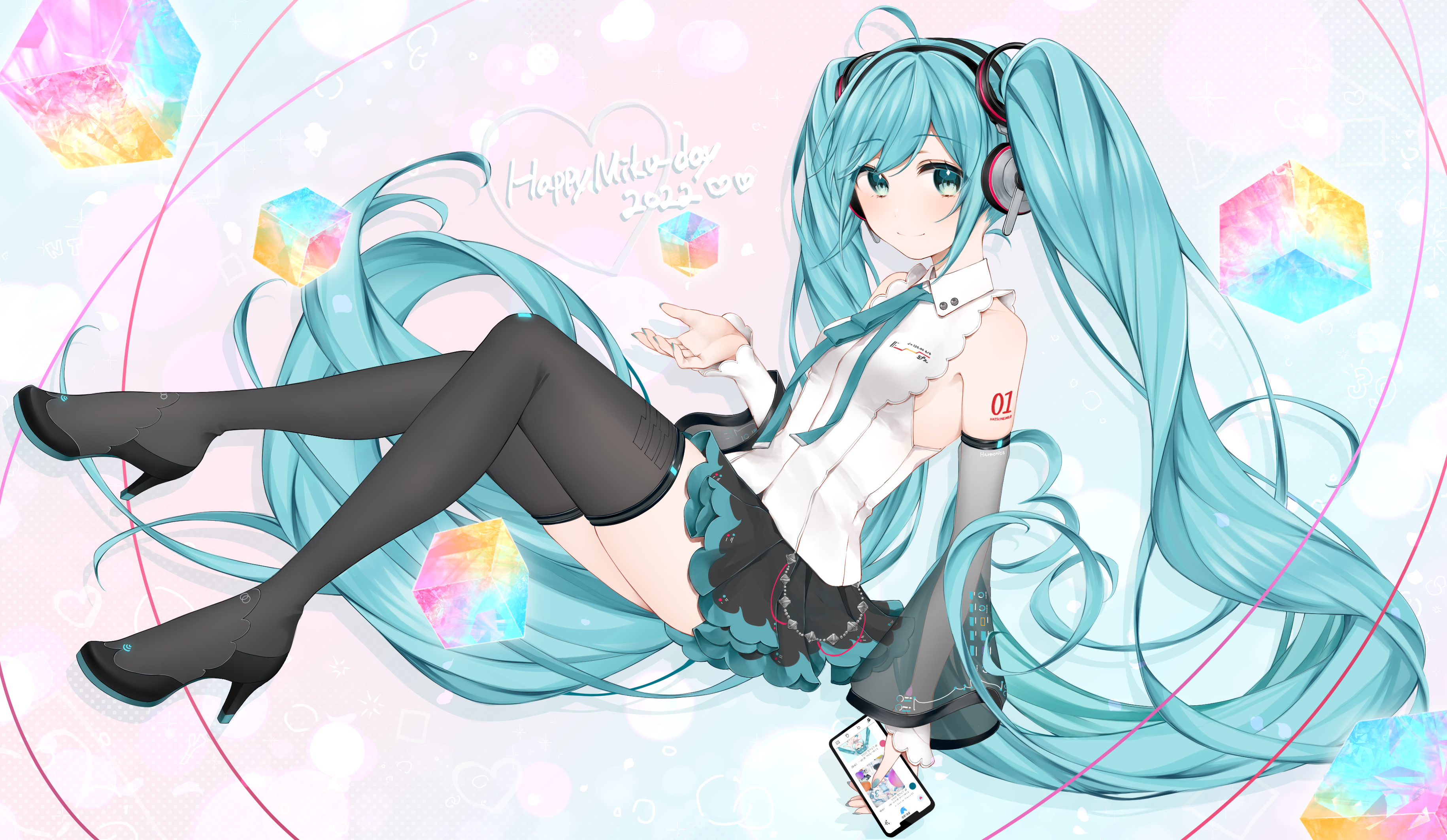 Anime 3661x2126 anime anime girls artwork white background Vocaloid Hatsune Miku twintails