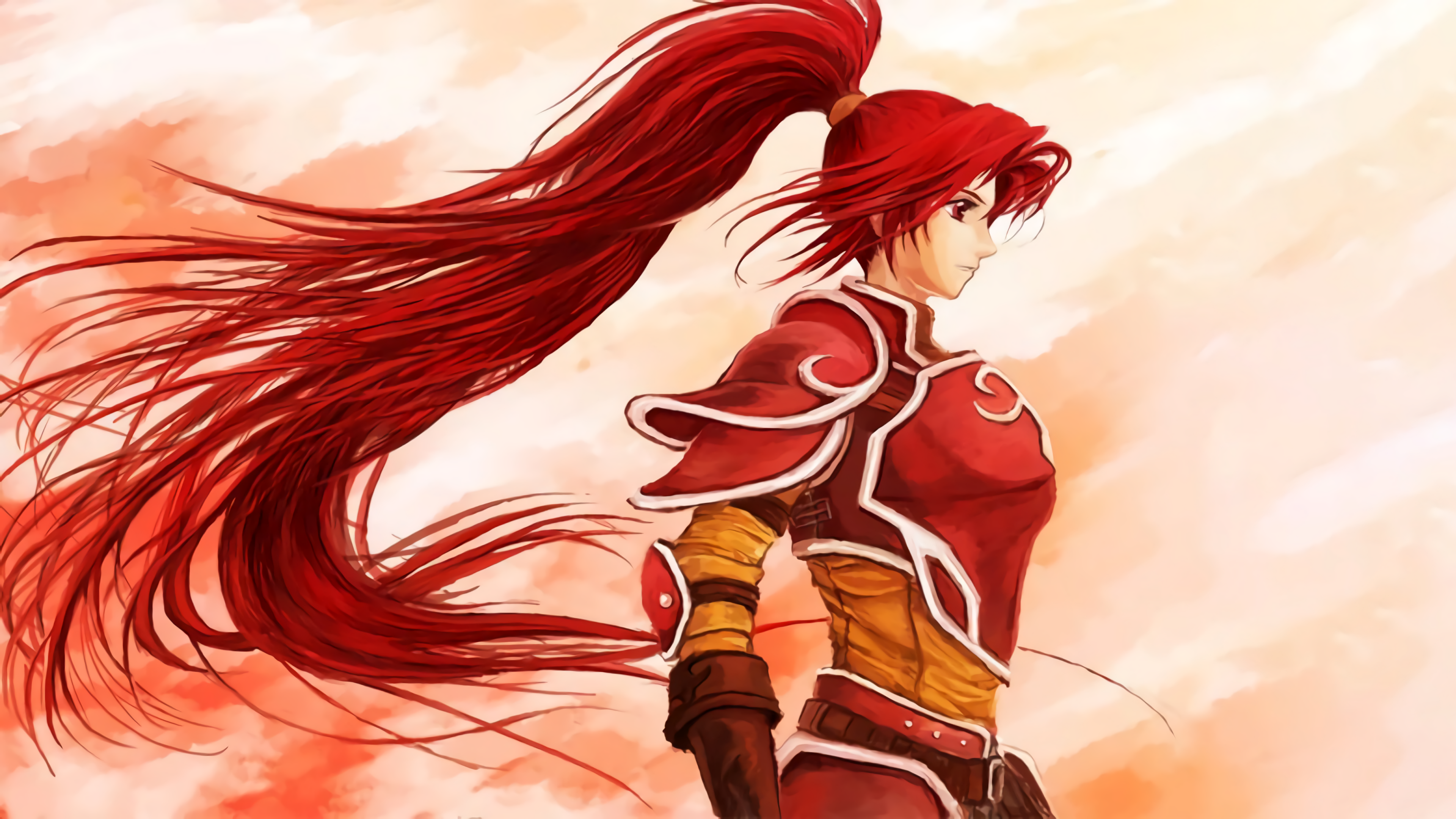 Anime 3840x2160 Fire Emblem jill (fire emblem) redhead ponytail armor red eyes video games video game girls Nintendo gloves