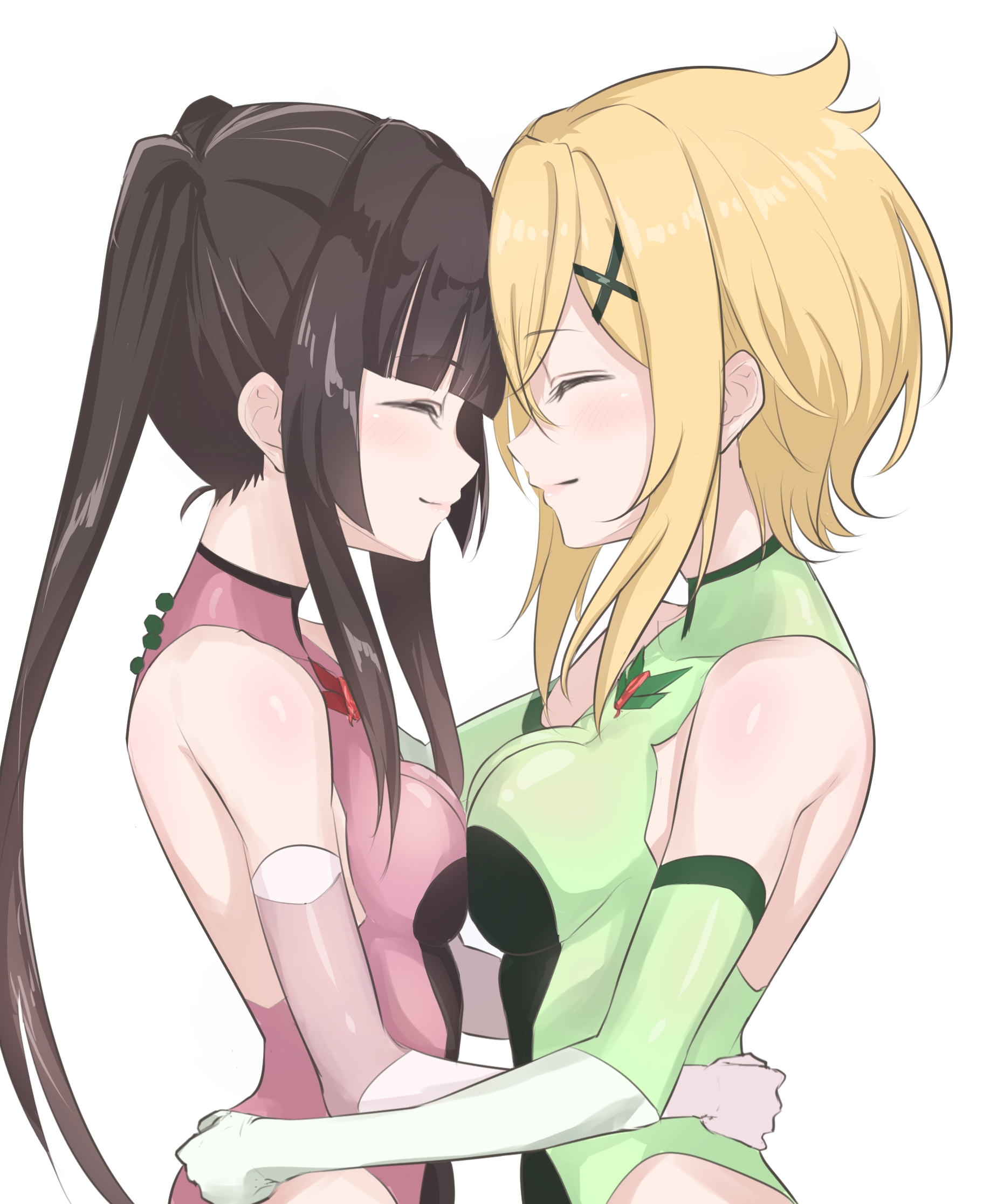 Anime 1862x2233 two women hugging yuri anime girls