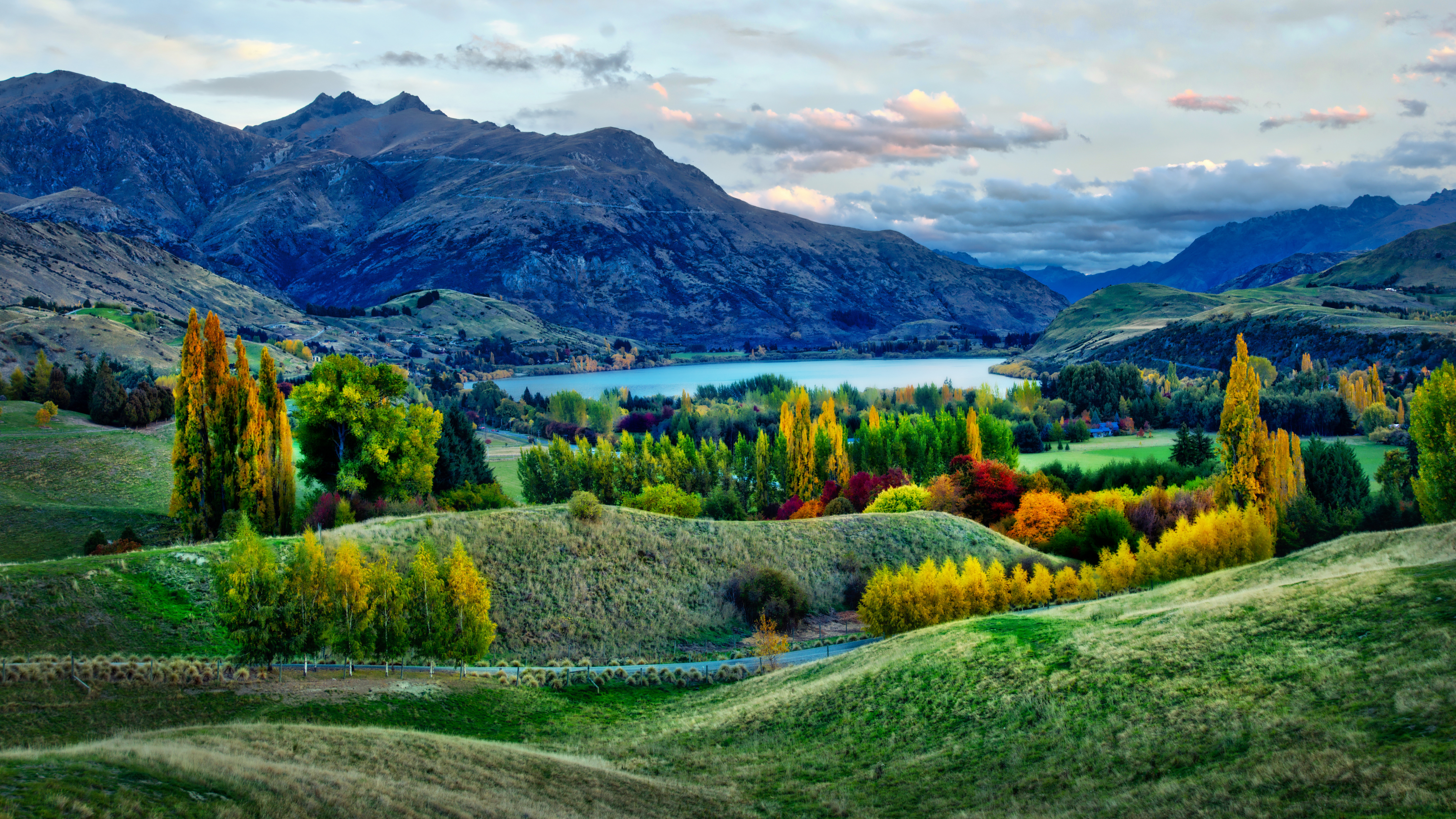 General 7680x4320 Trey Ratcliff New Zealand Queenstown nature trees mountains water clouds landscape