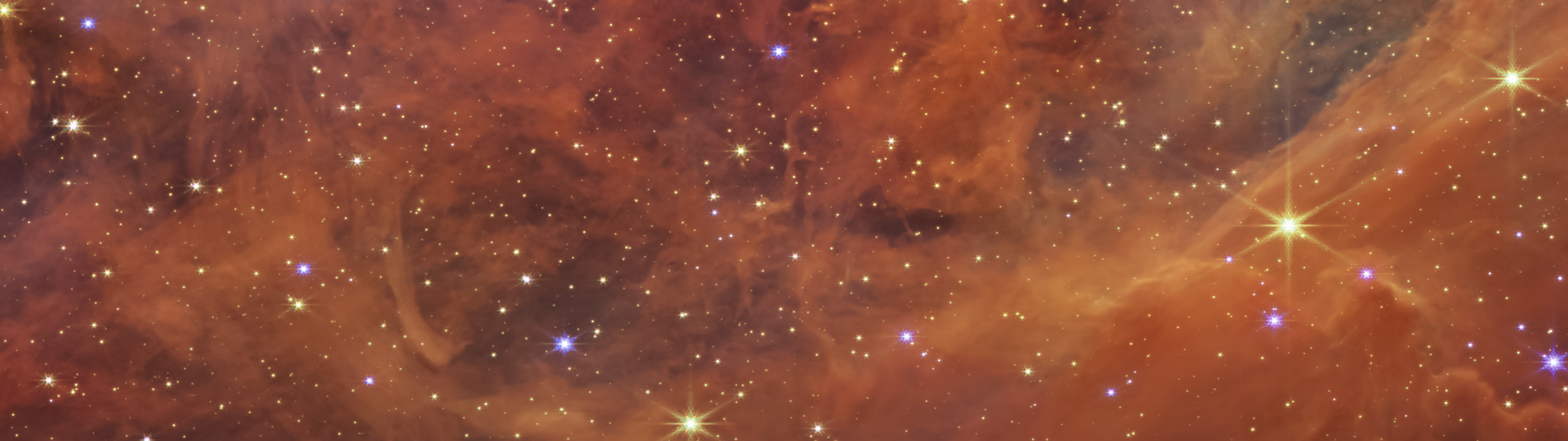 General 5120x1440 space James Webb Space Telescope nebula Carina Nebula NASA infrared stars NGC 3324