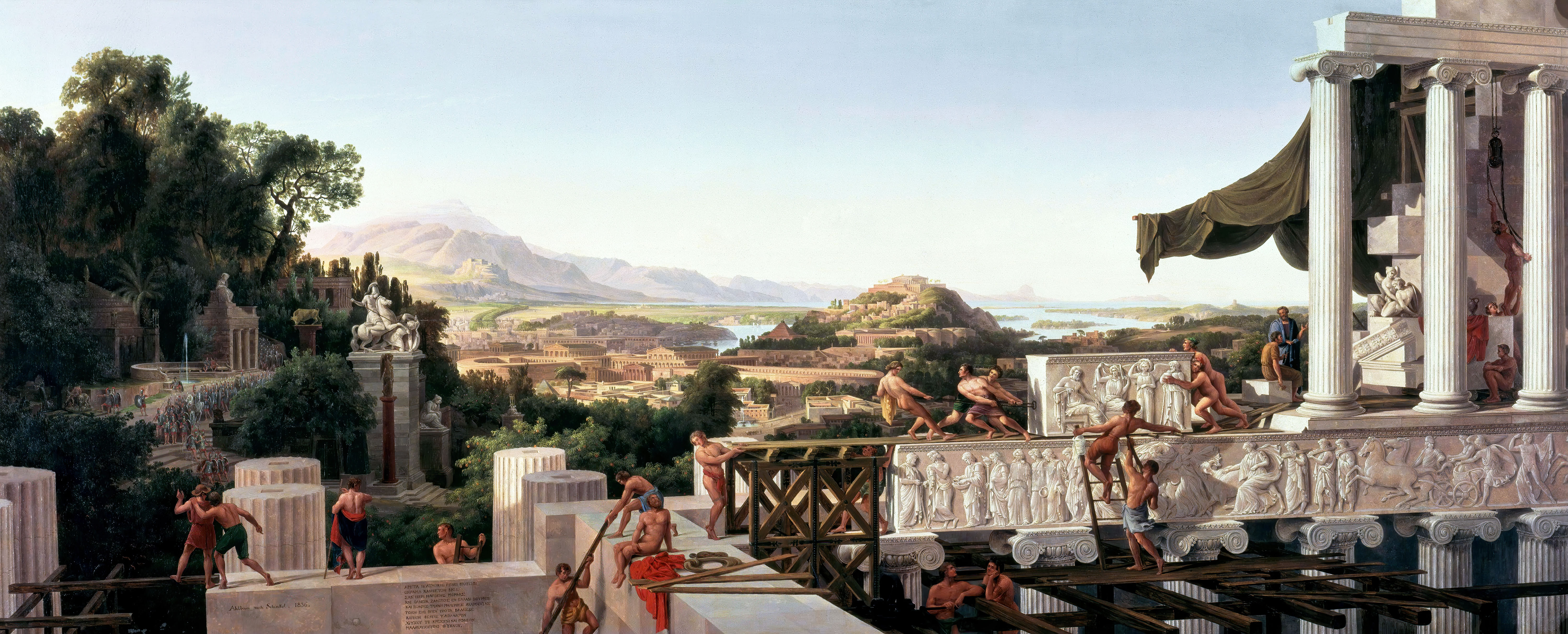 General 6000x2428 View of the Flower of Greece August Ahlborn Greece Parthenon painting classic art artwork