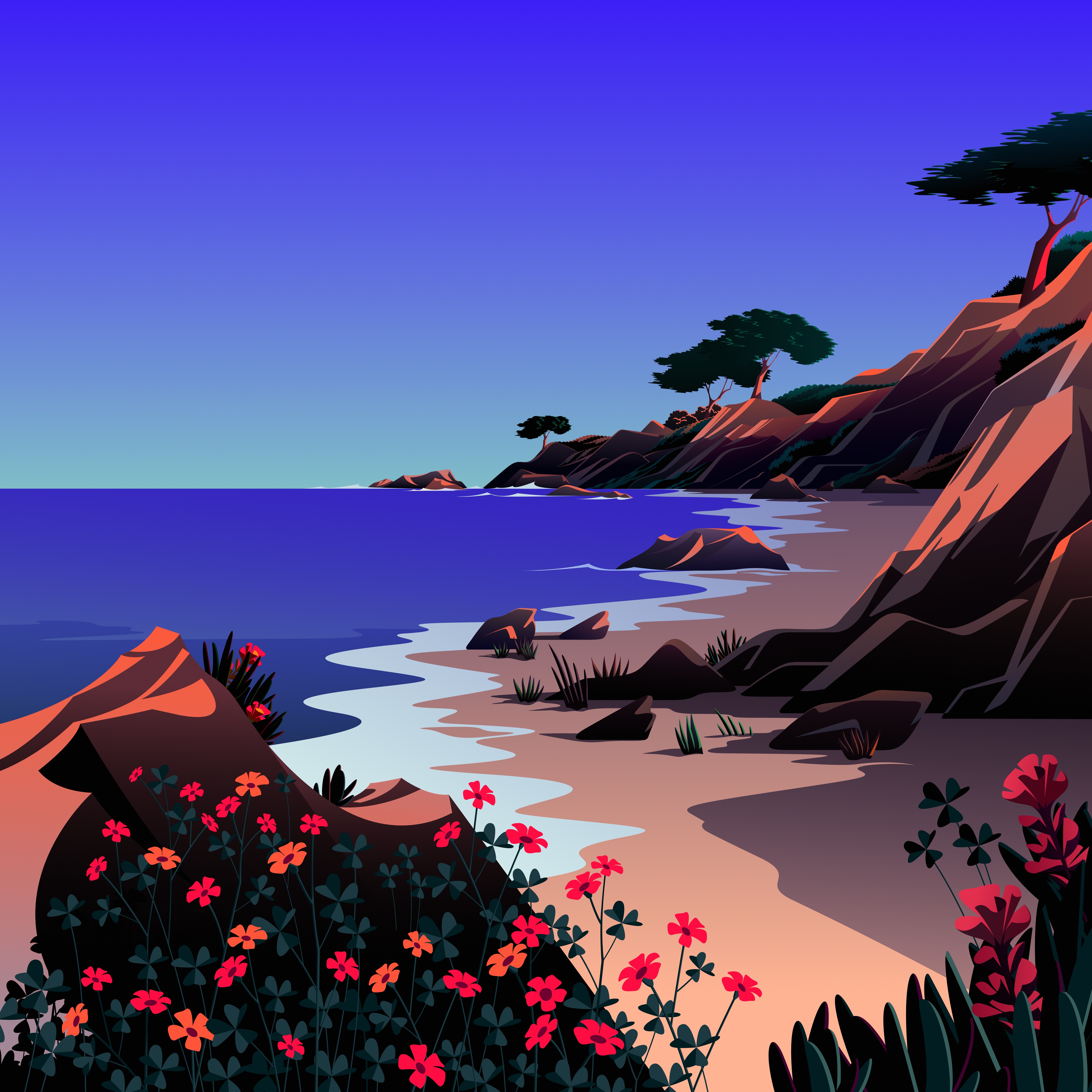 General 6016x6016 Big Sur digital art beach flowers plants outdoors Linux macOS