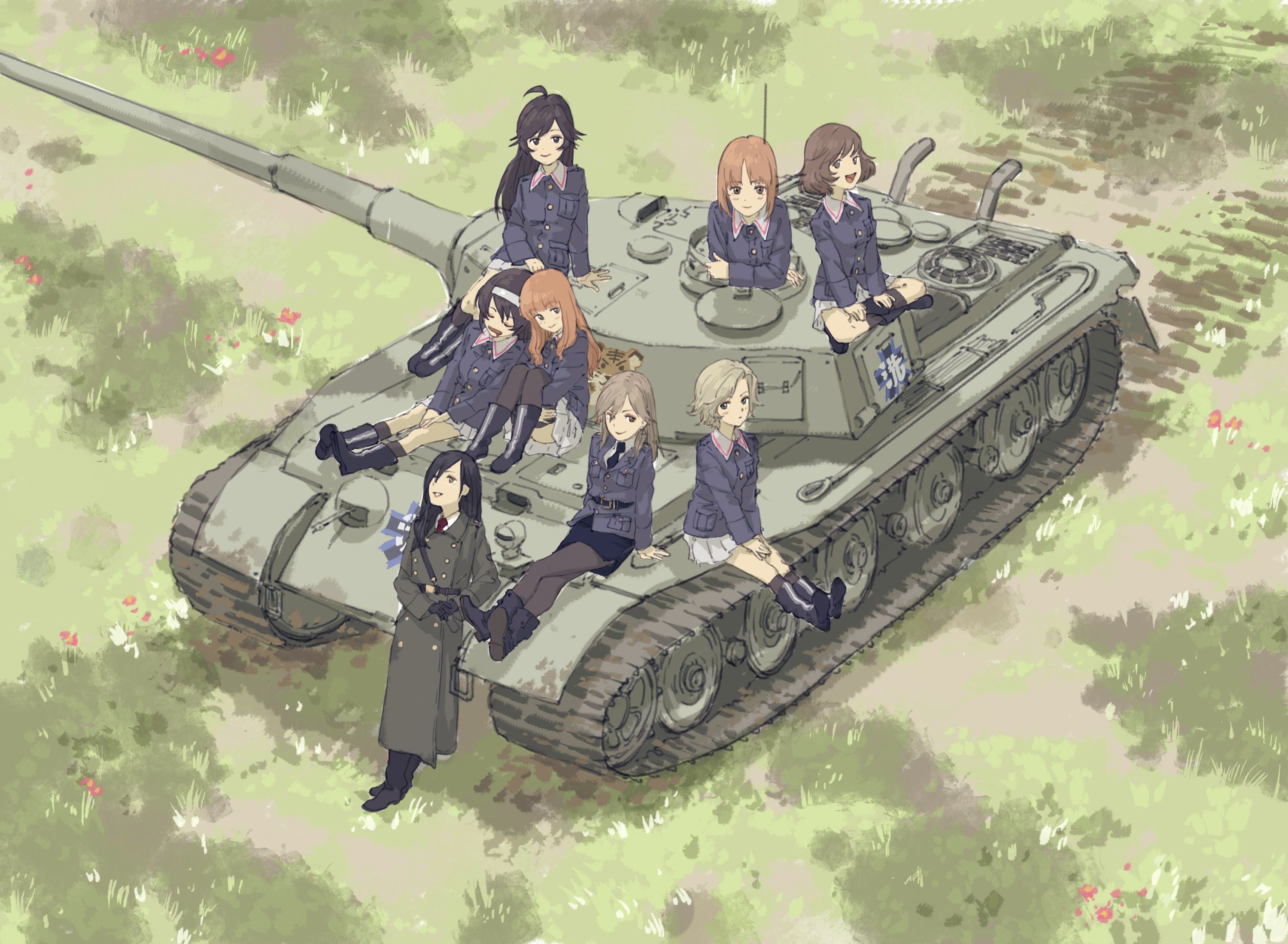 Anime 3000x2200 anime anime girls Girls und Panzer tank military uniform Zen Yukisuke