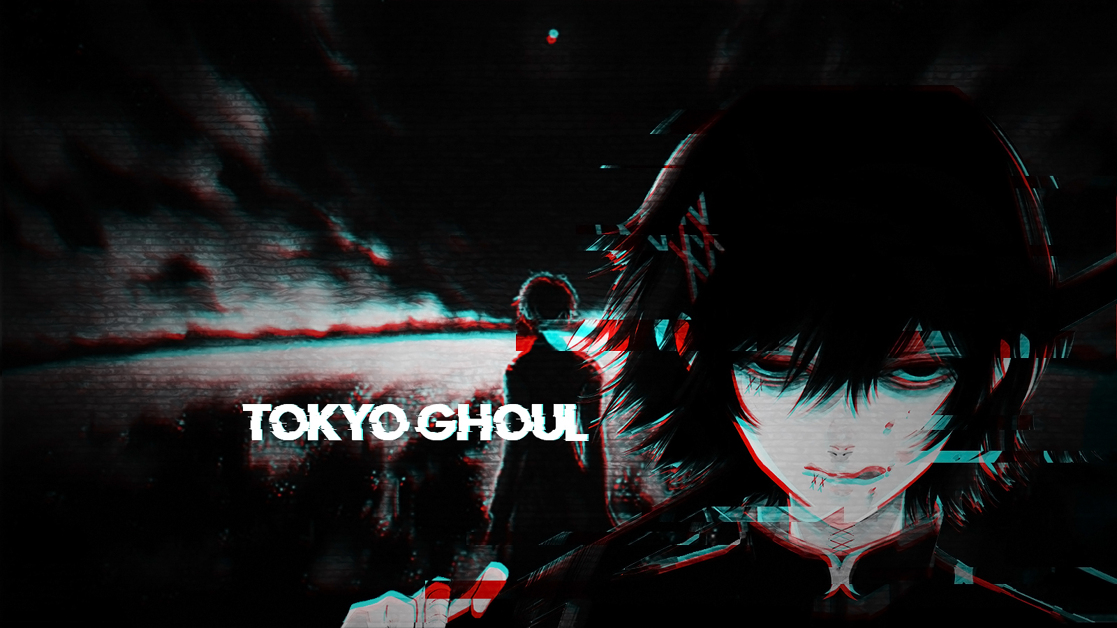 Anime 1600x900 Tokyo Ghoul Suzuya Juuzou anime face dark typography looking at viewer