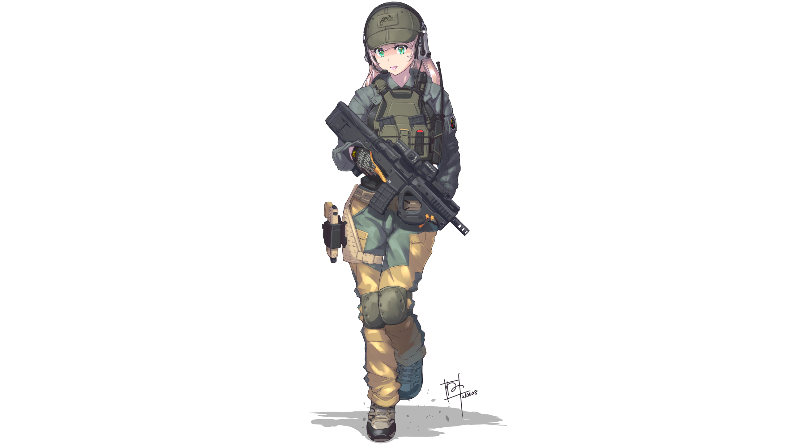 Anime 2560x1440 original characters military tactical armalite rifle comtacs Nenchi