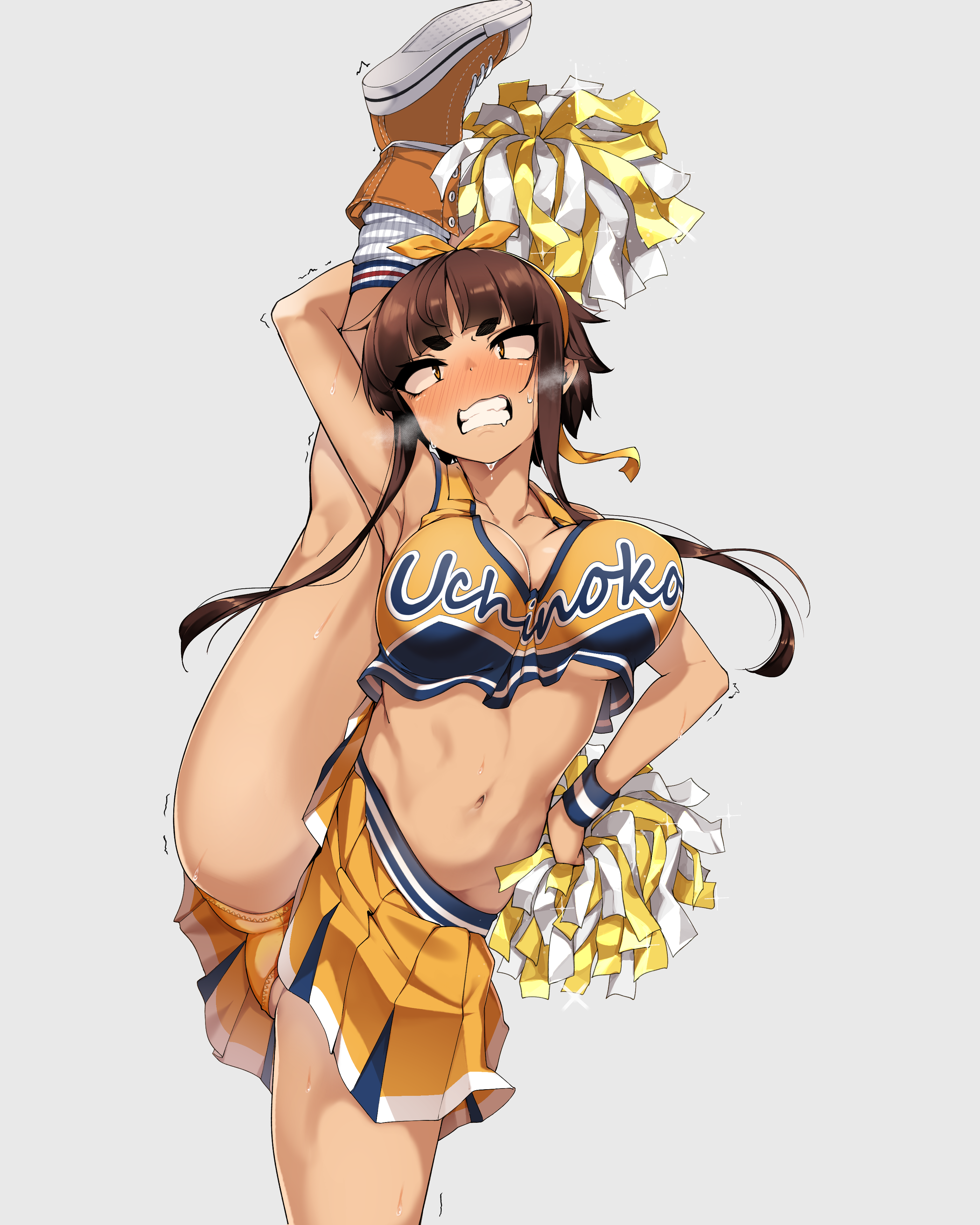Anime 2800x3500 anime anime girls digital art artwork 2D portrait display cleavage belly panties cheerleaders brunette Jovejun splits standing