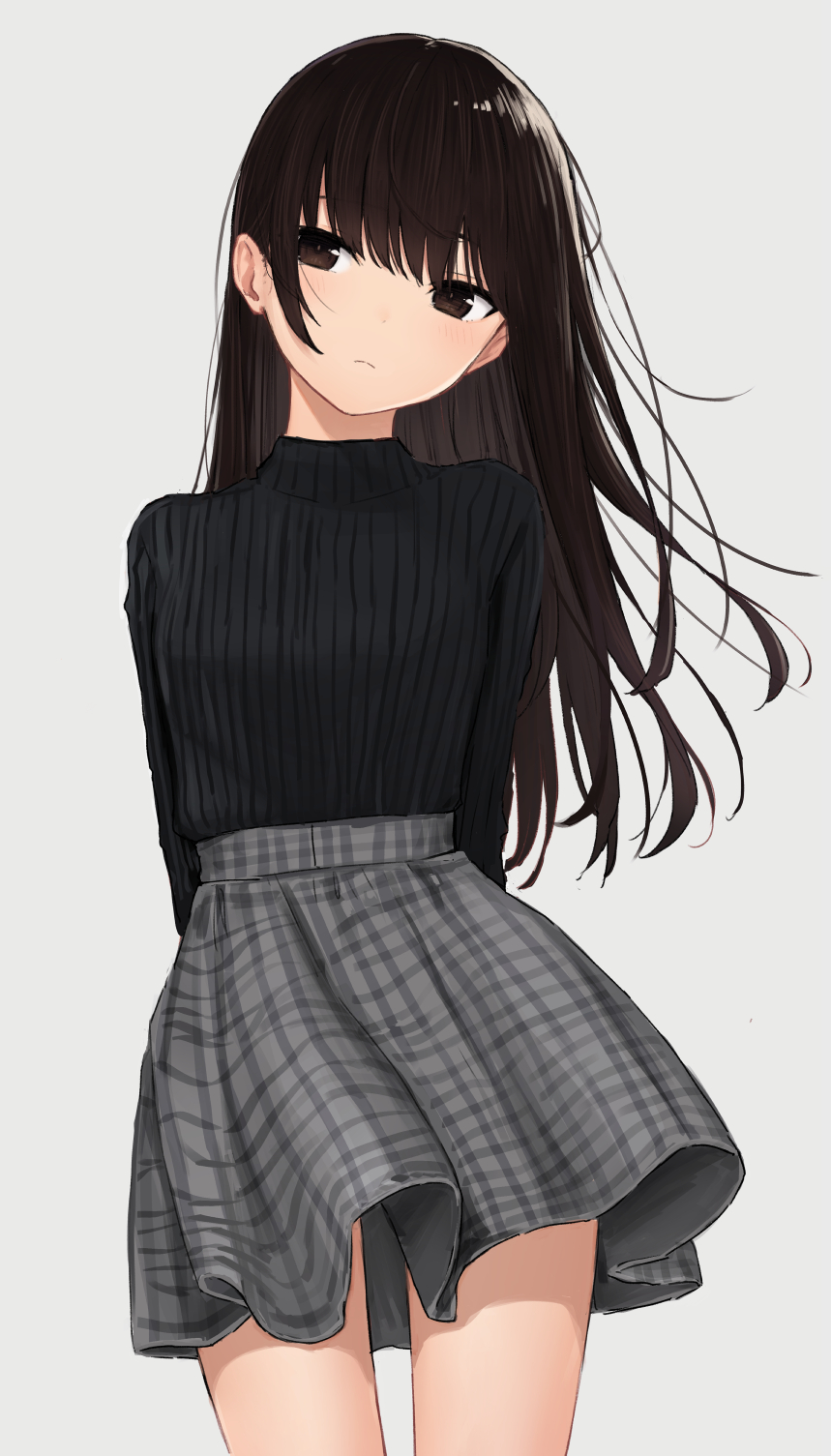 Anime 859x1505 anime anime girls digital art artwork 2D portrait display Zuima sweater skirt brunette brown eyes