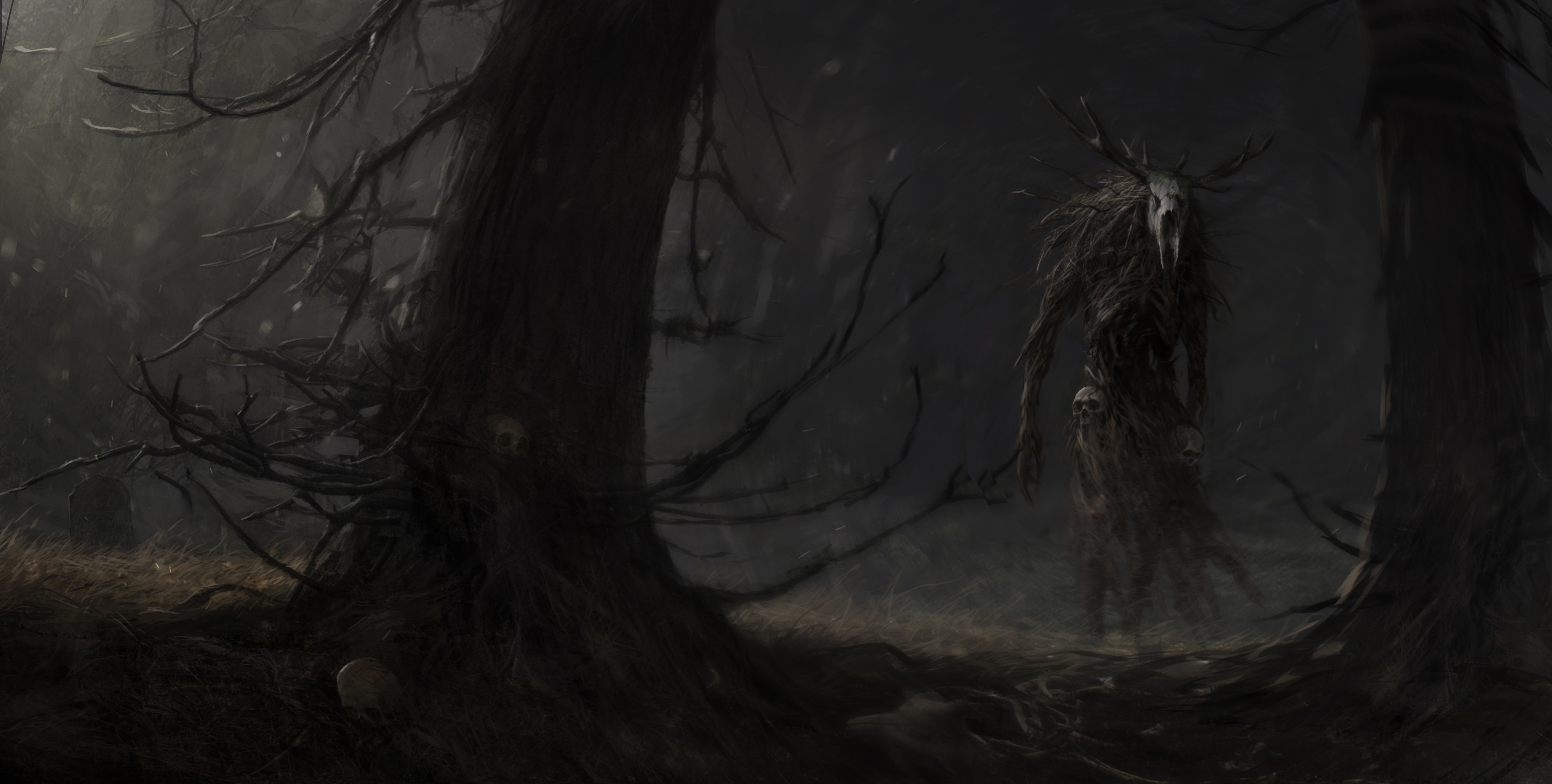 General 4000x2022 creepy creature The Witcher 3: Wild Hunt The Witcher digital art low light