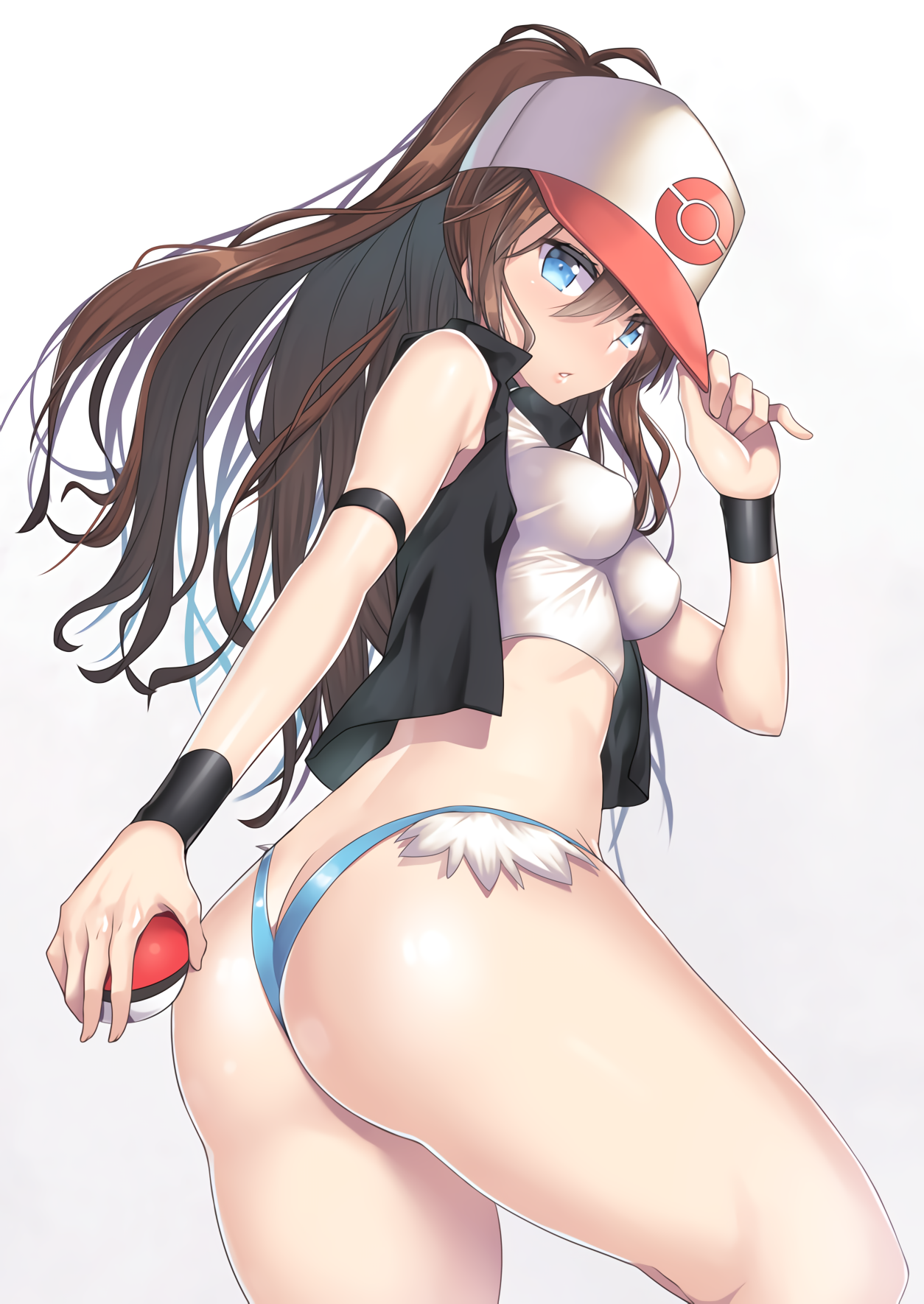 Anime 1254x1770 Pokémon anime girls bikini bottoms blue eyes brunette hat Poke Ball ass Nagase Haruhito