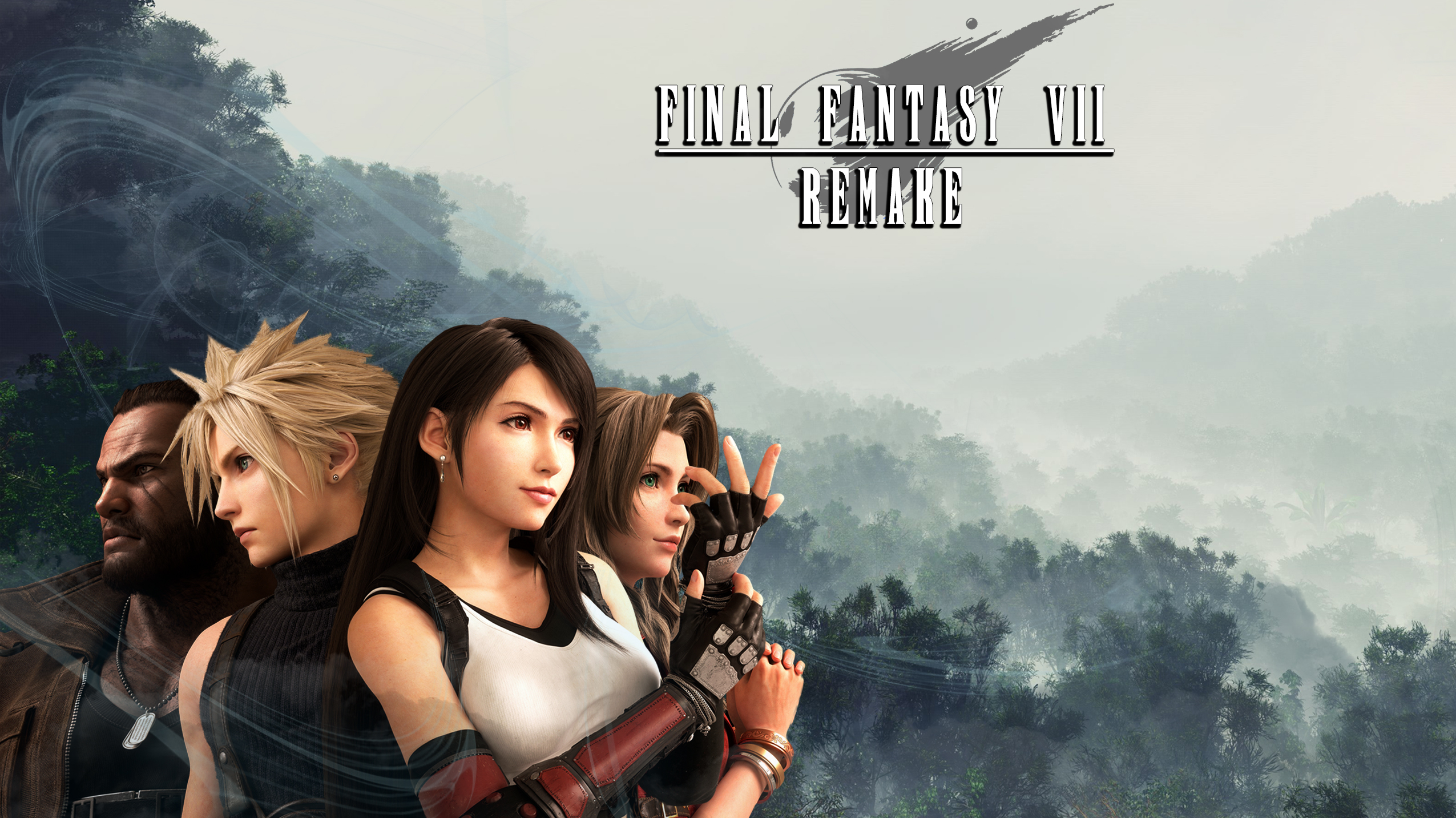 General 2551x1433 Final Fantasy VII Final Fantasy VII: Remake Cloud Strife Tifa Lockhart Aerith Gainsborough Barret Wallace Lifestream forest mist video games Square Enix video game characters